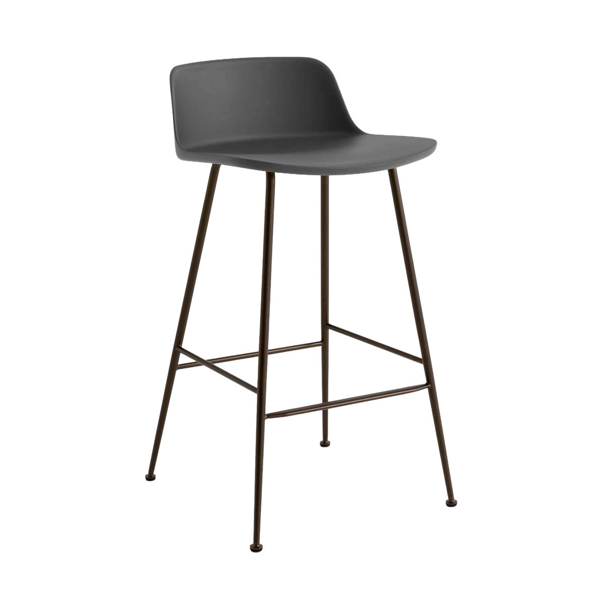 RELY Graphite Stool with Brown Steel Base