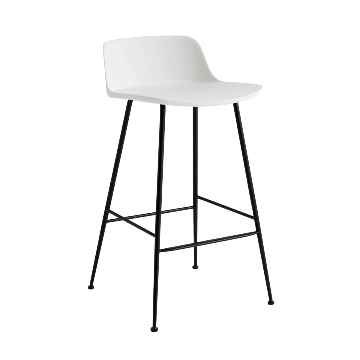 RELY Stool in White with Black Steel Base