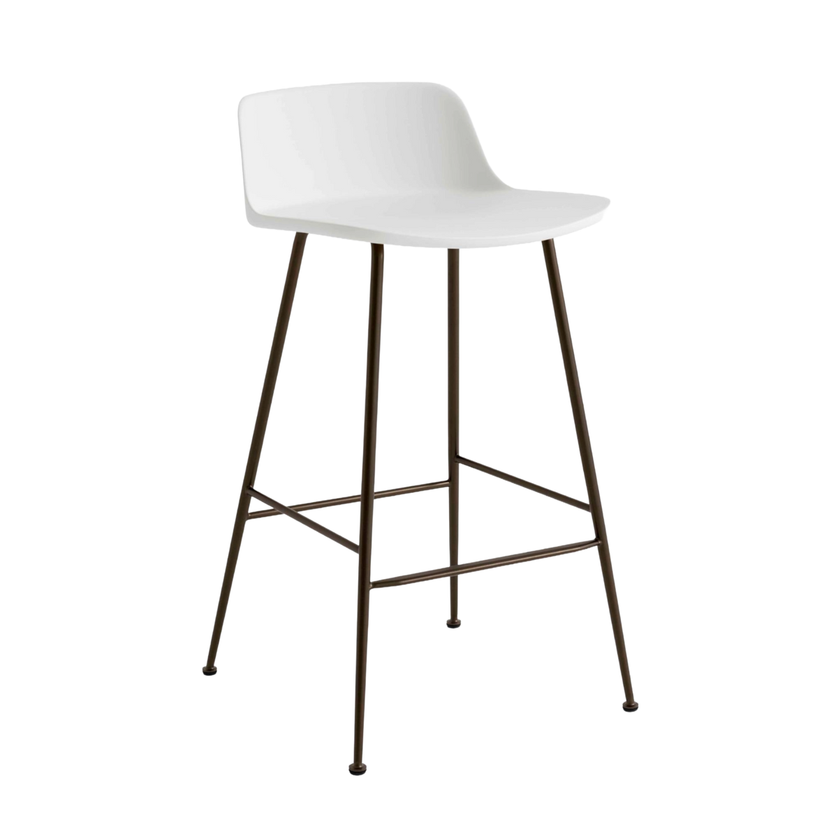 RELY White Stool with Brown Steel Base
