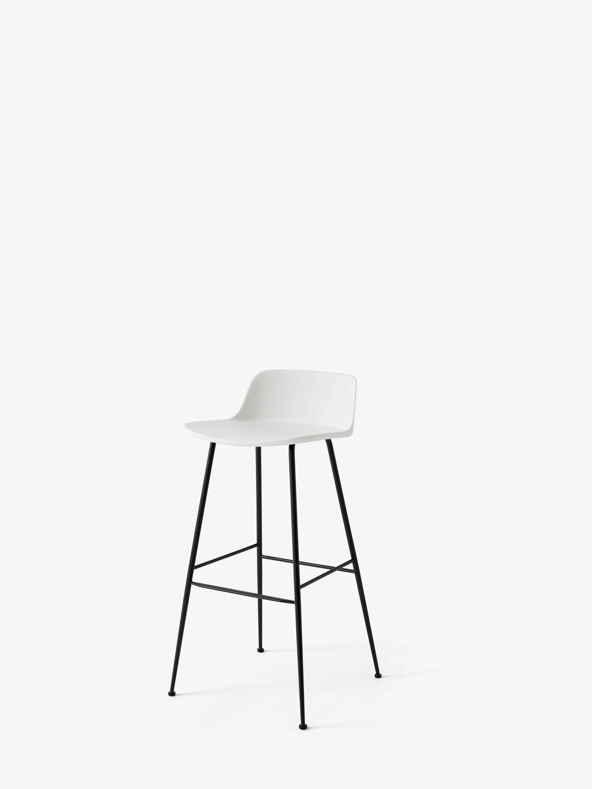 RELY Stool in White with Black Steel Base