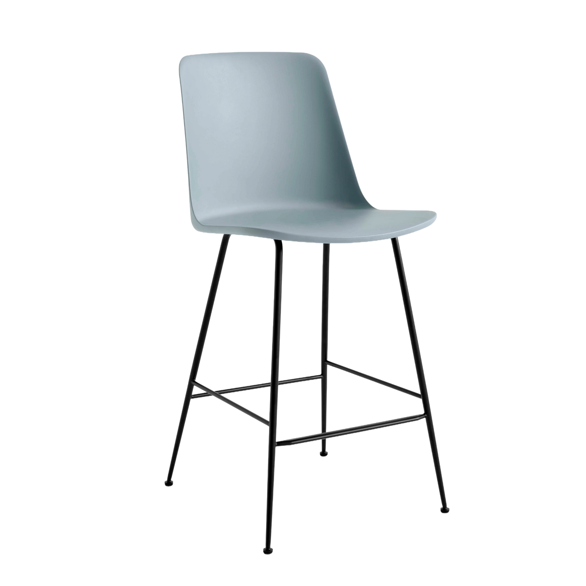 RELY Bar Stool Light Blue with Black Steel Base