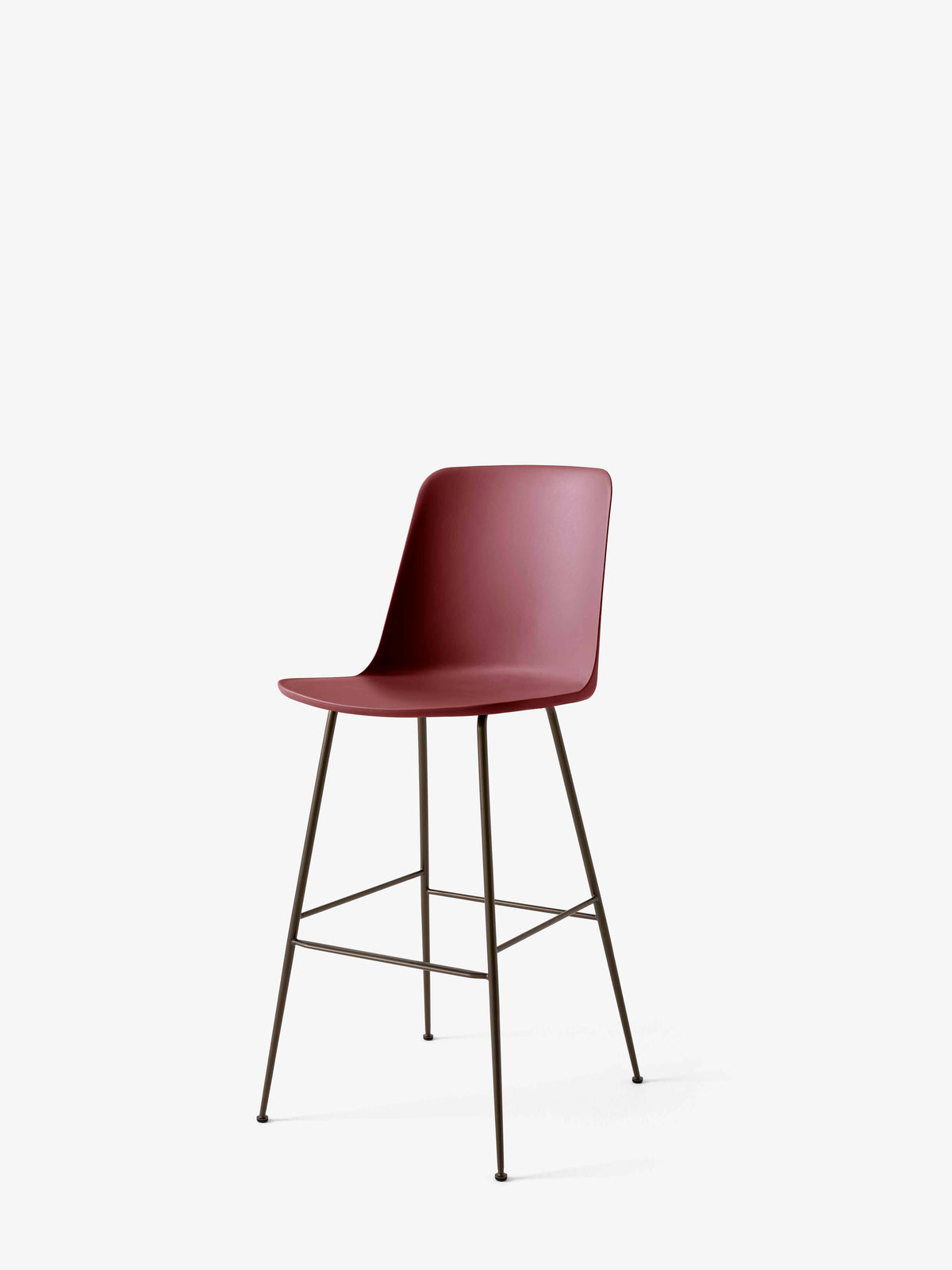 RELY Bar Stool Red-Brown with Brown Steel Base