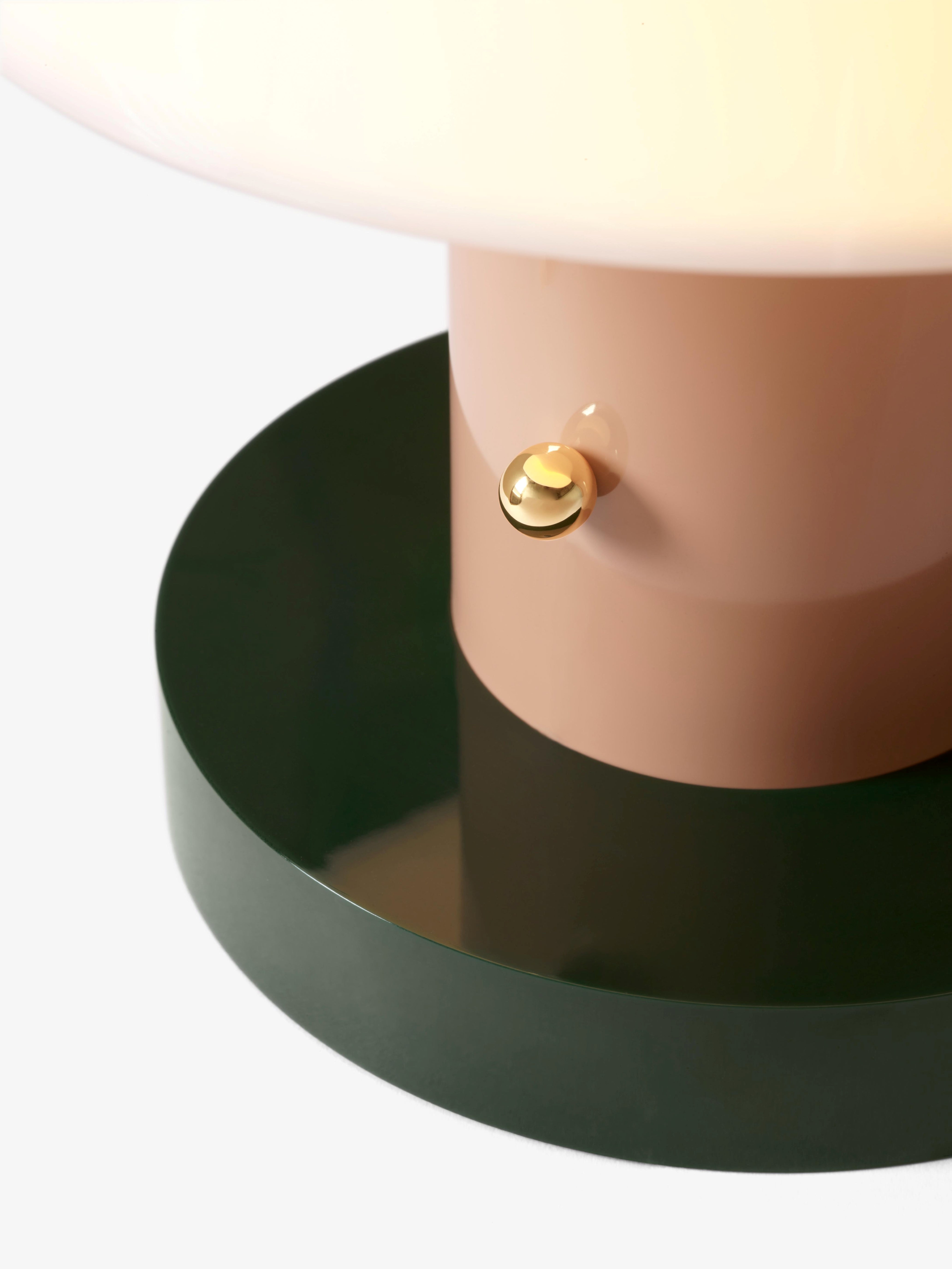 Portable lamp SETAGO JH27 with a cream shade and a beige-green base.