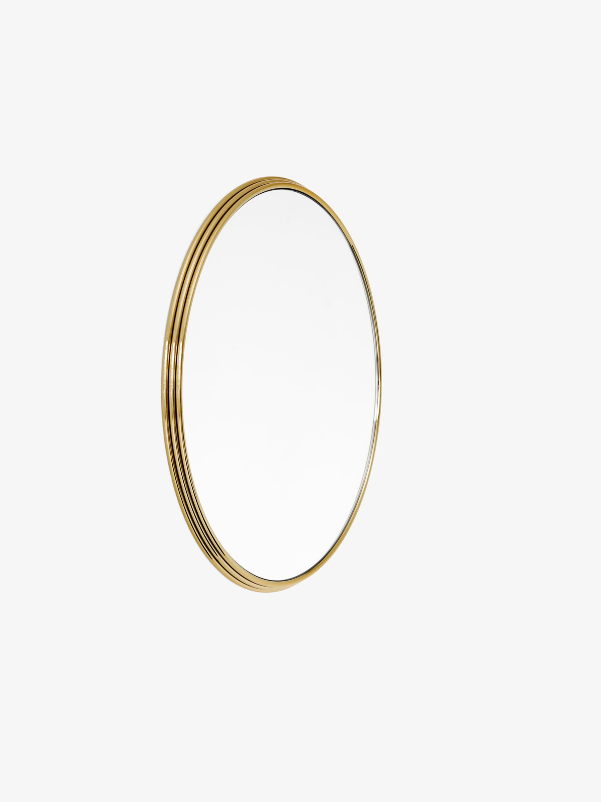 Round wall mirror SILLON with a brass frame
