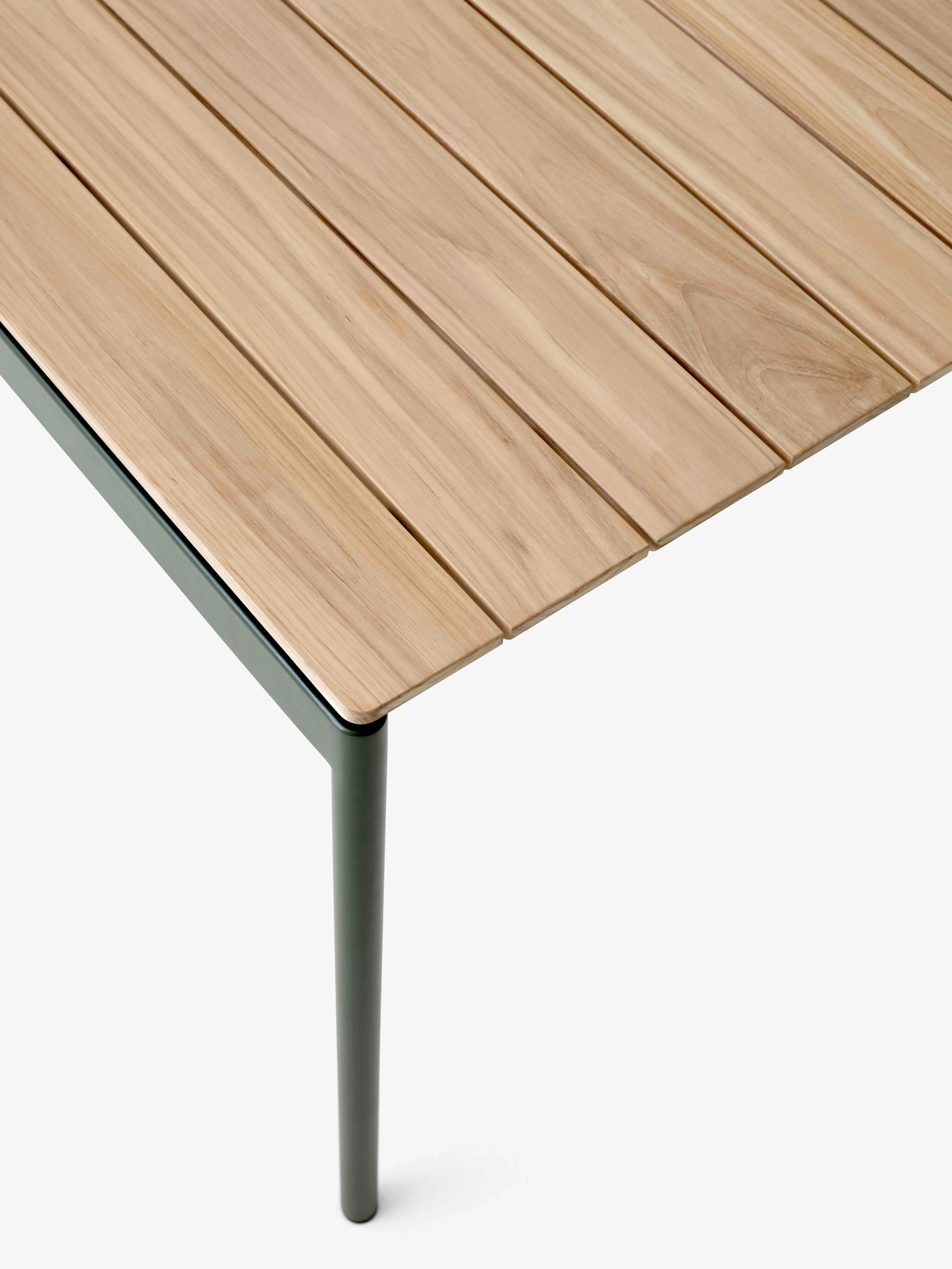 Outdoor table VILLE teak wood with dark green base