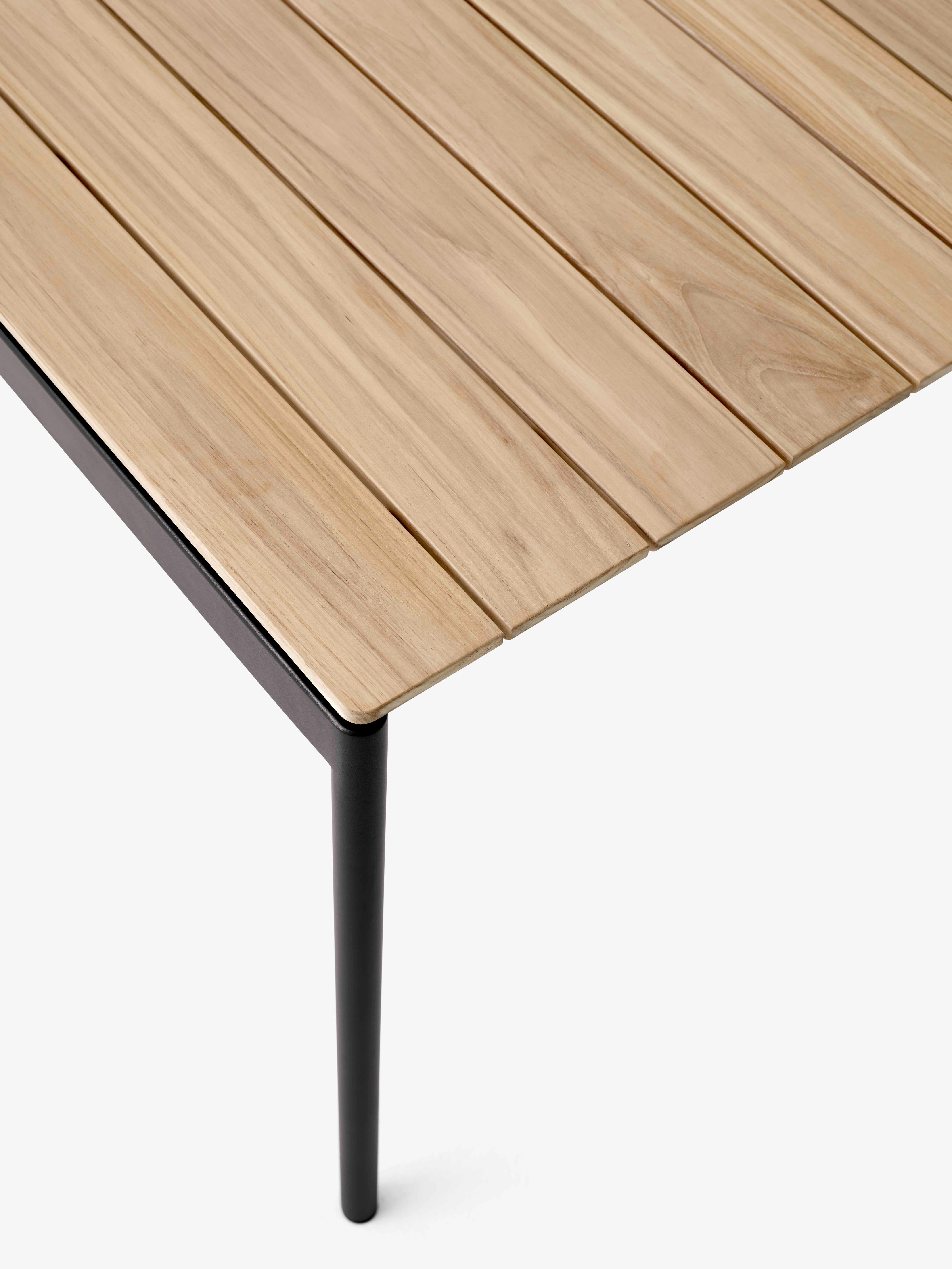 Outdoor table VILLE teak wood with black base