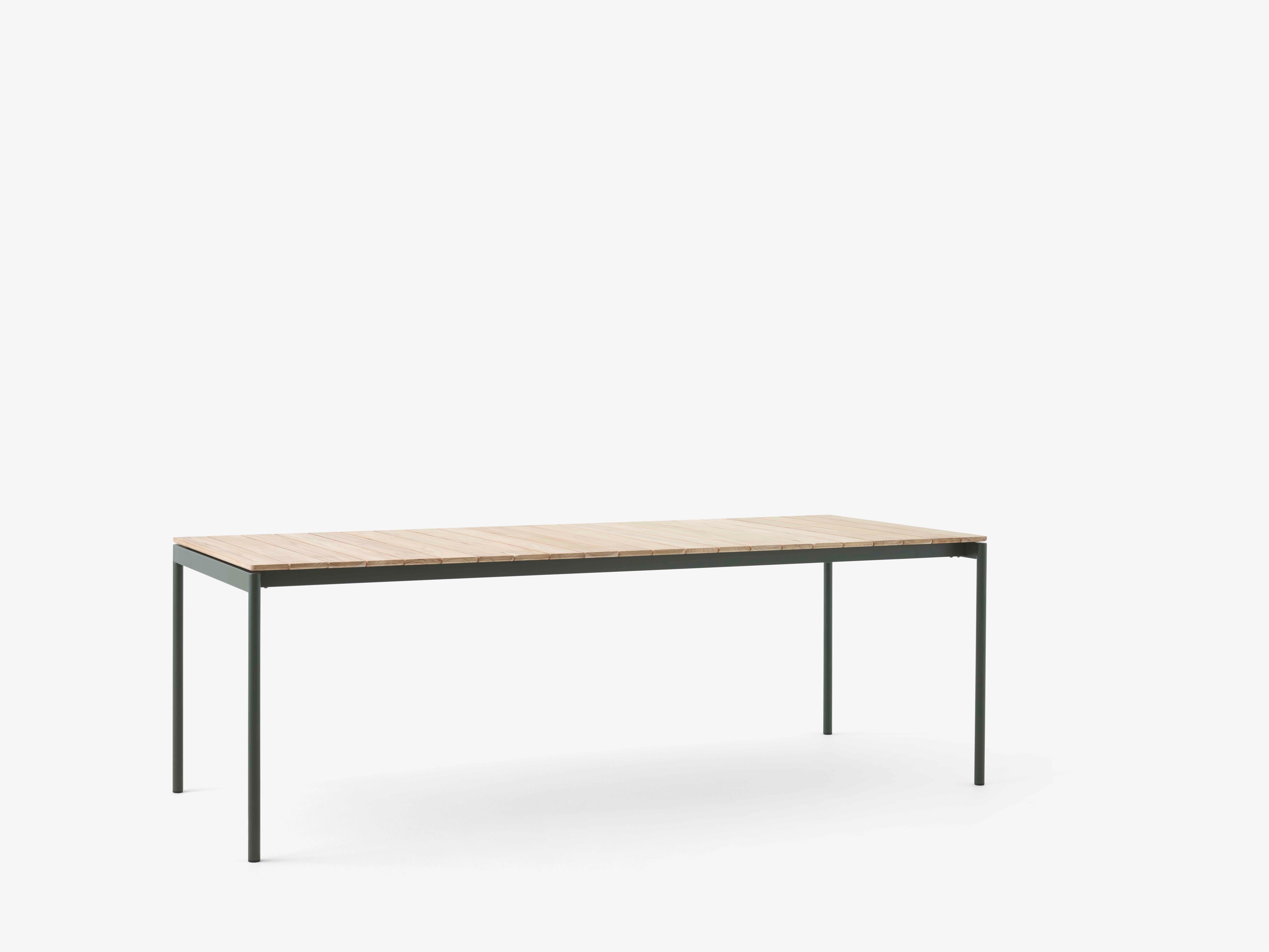 Outdoor table VILLE teak wood with dark green base
