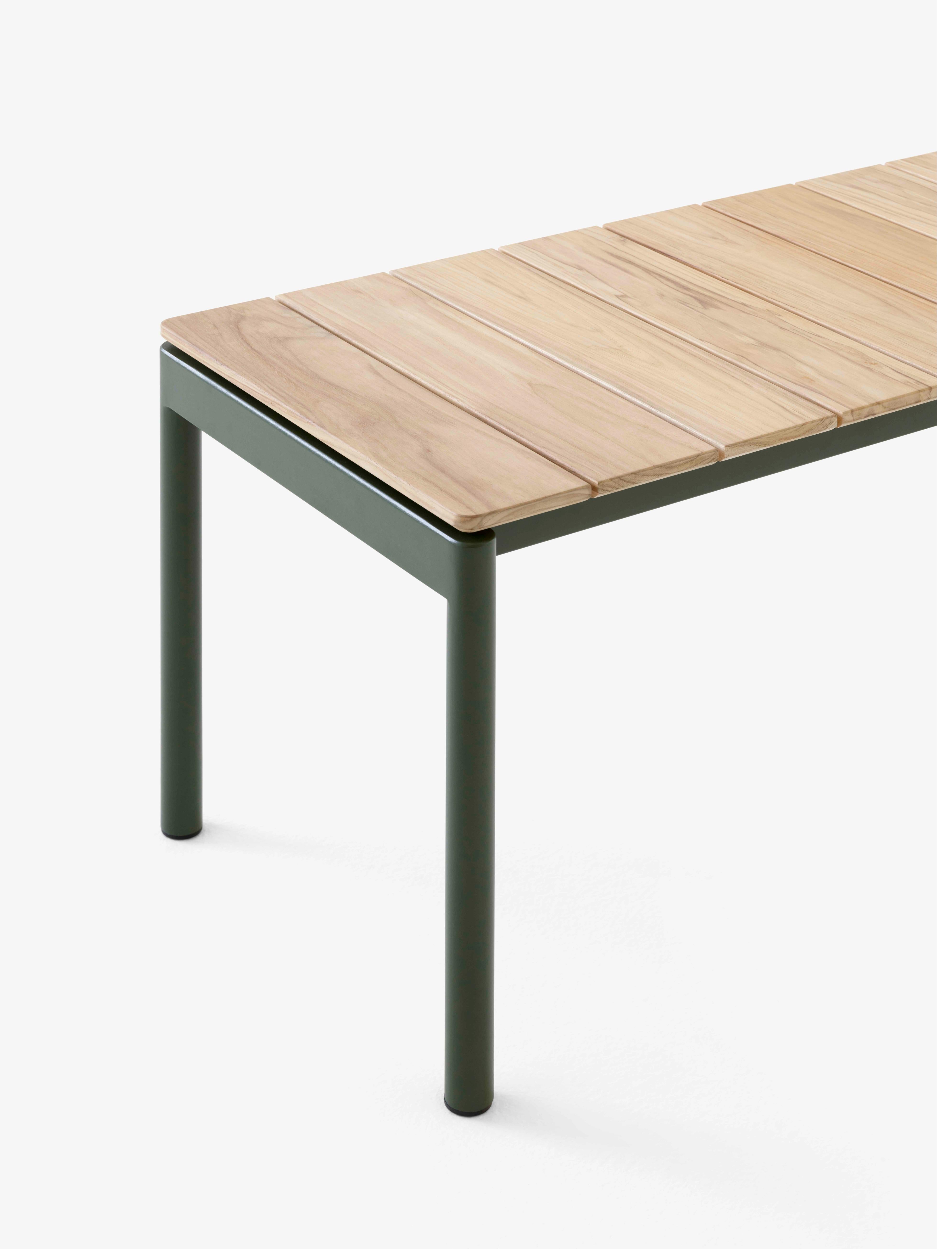 Outdoor bench VILLE teak wood with dark green base