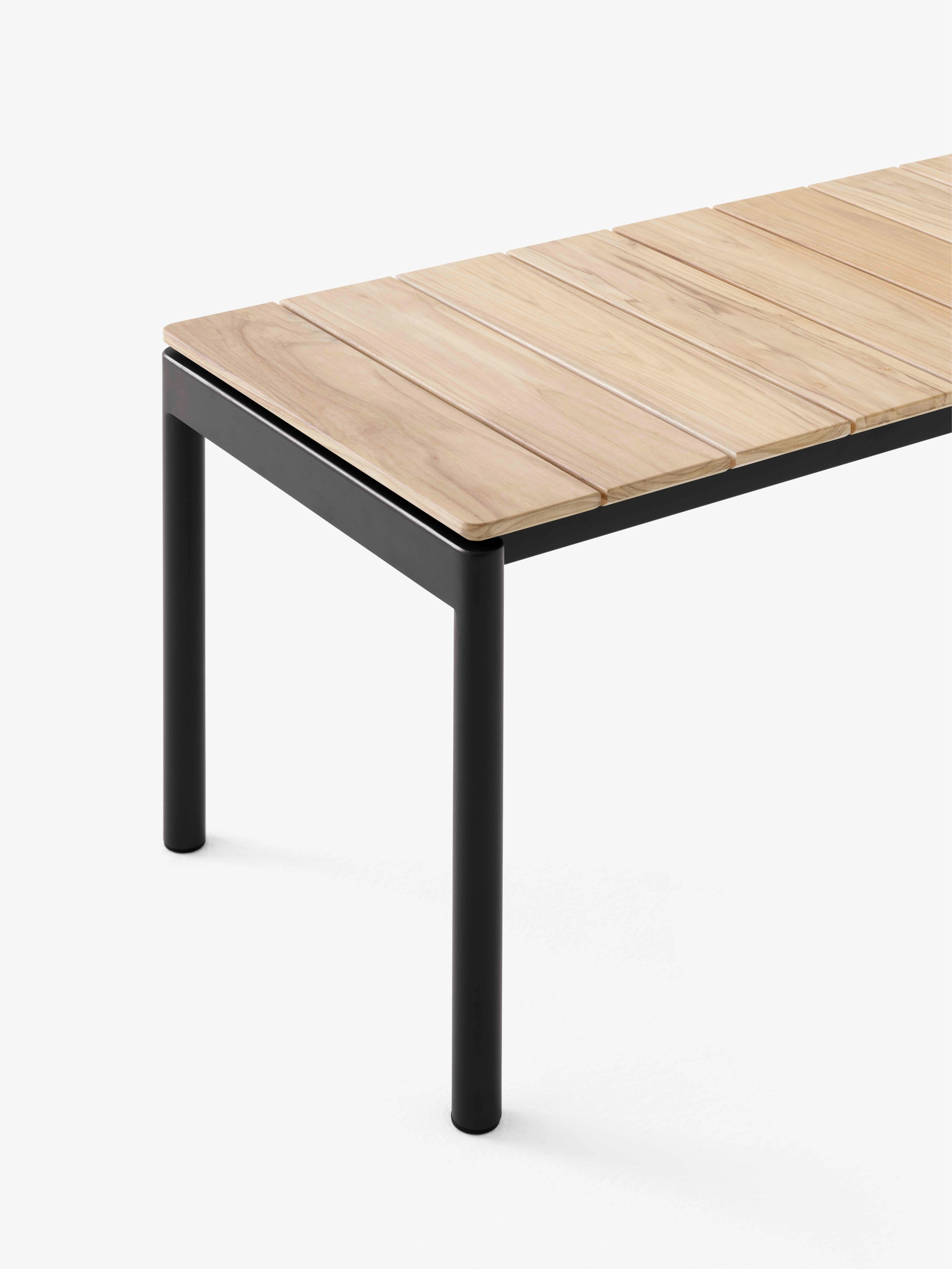 Outdoor bench VILLE teak wood with black base