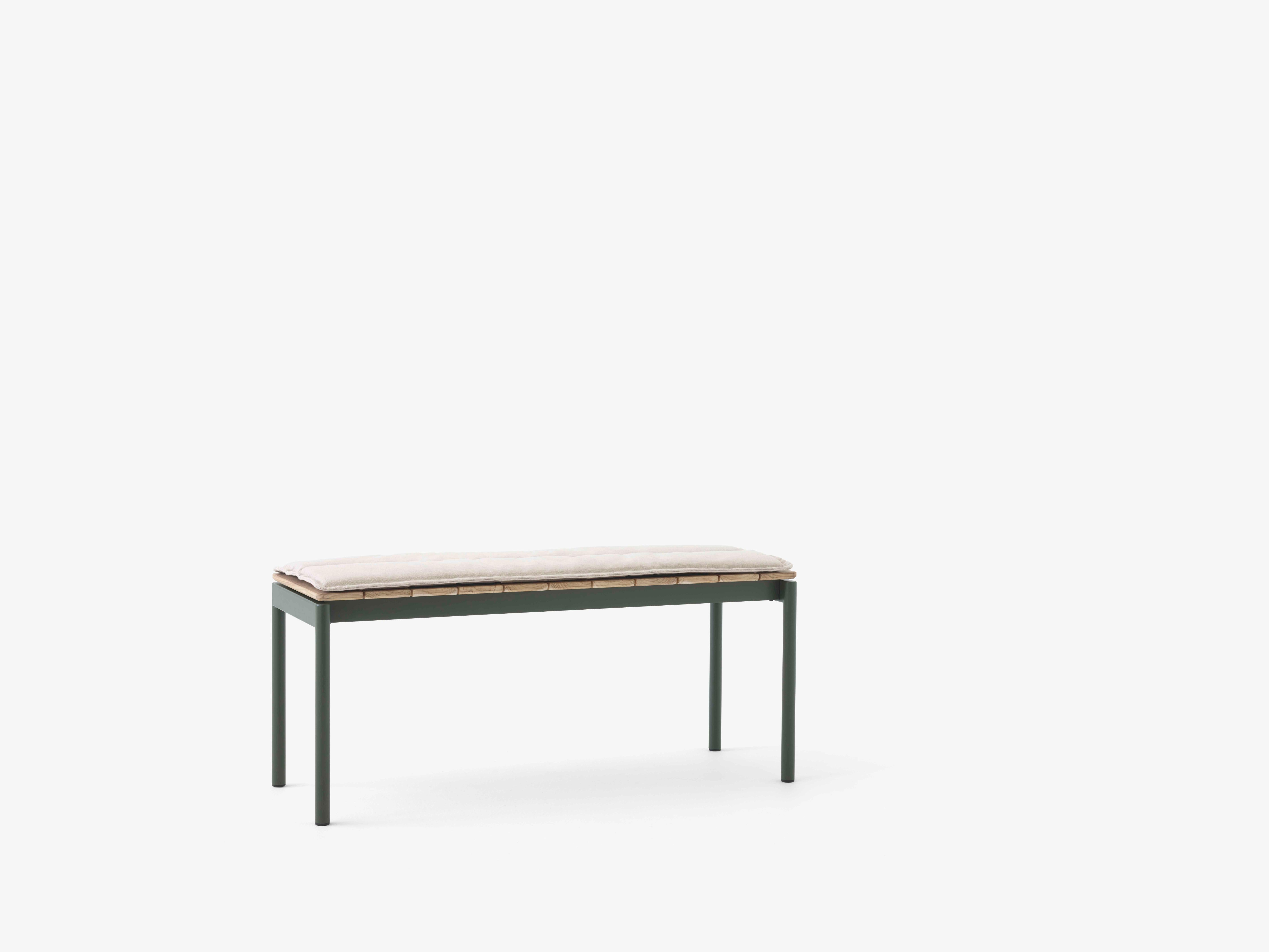 Outdoor bench VILLE teak wood with dark green base