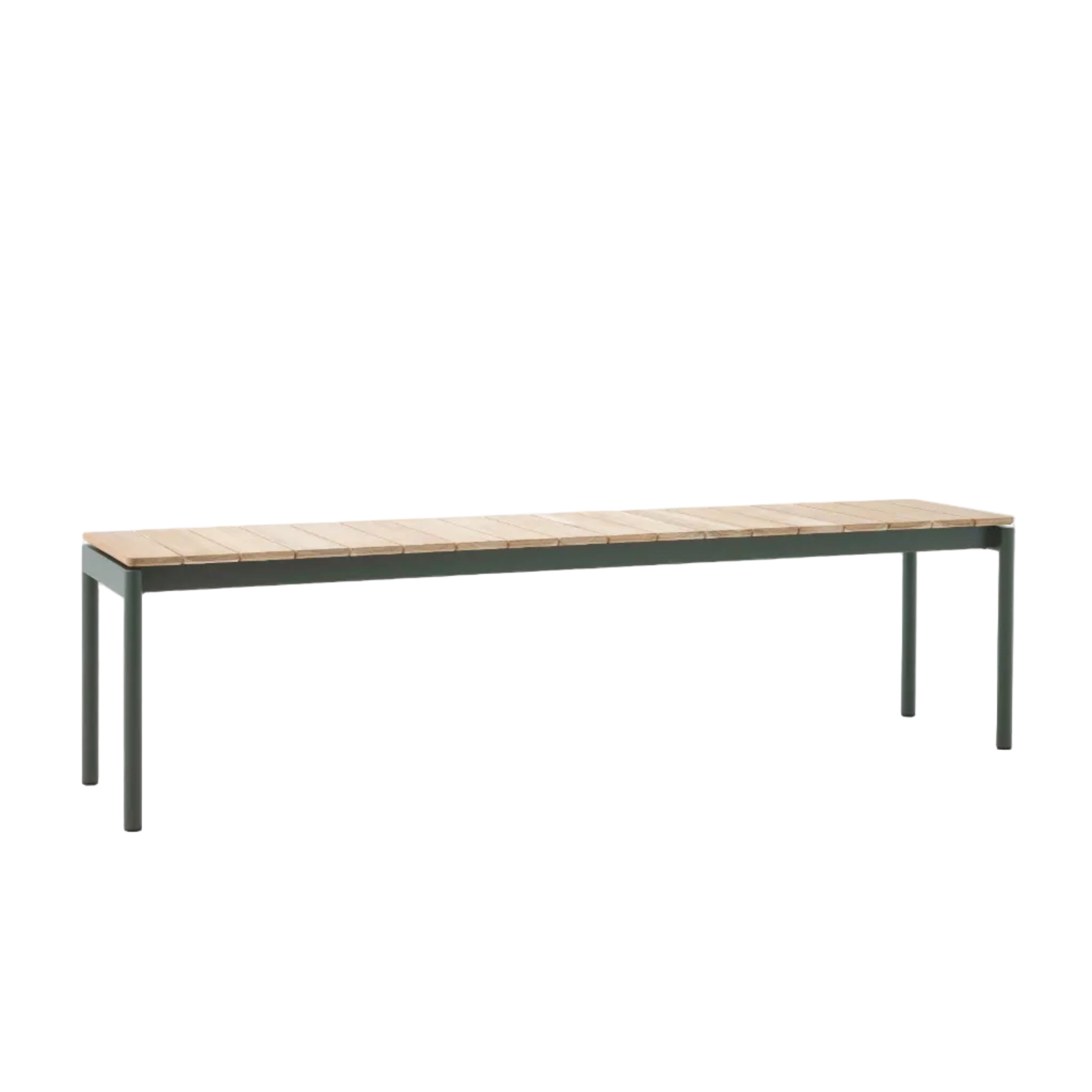Outdoor bench VILLE teak wood with dark green base