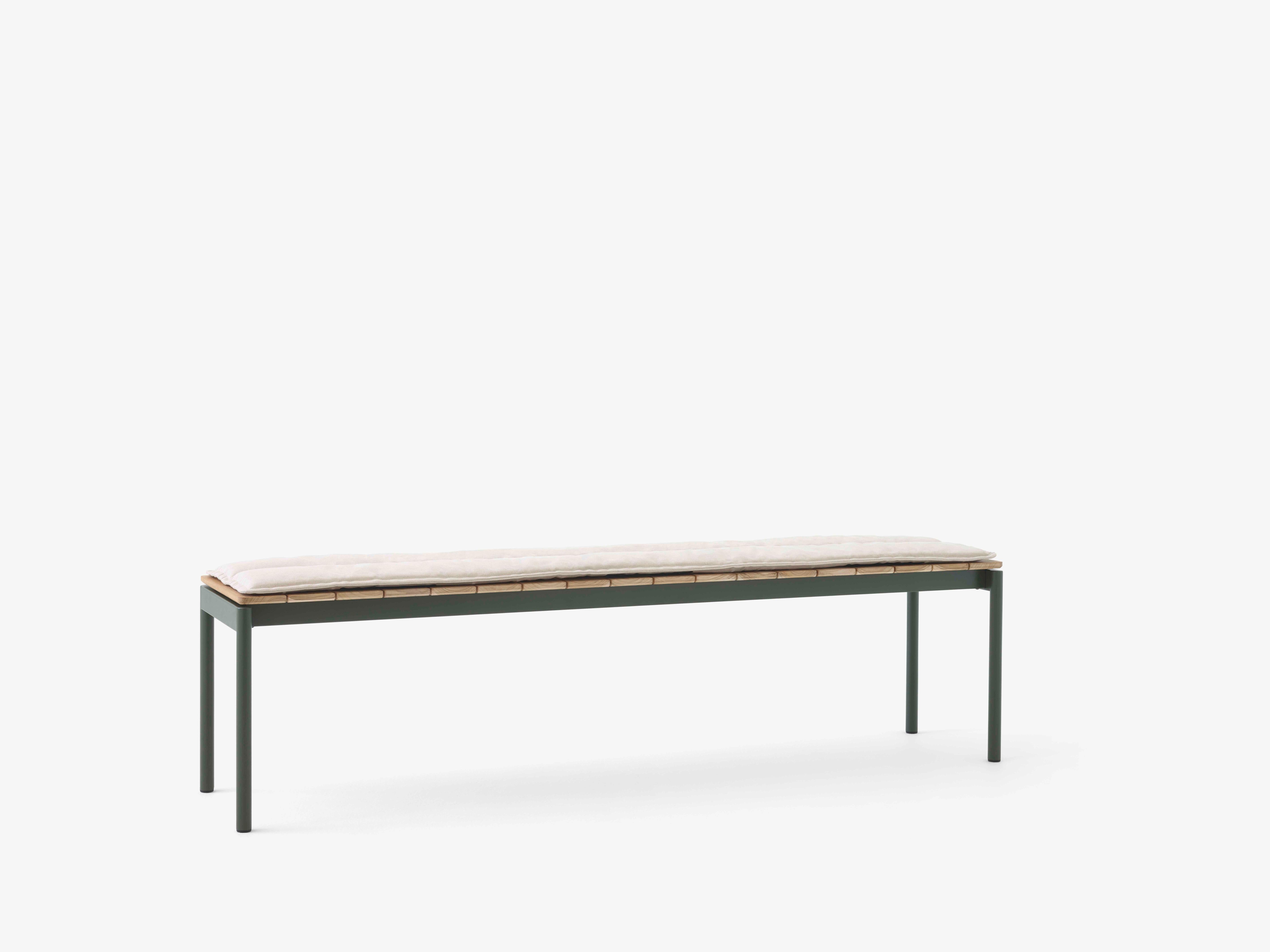 Outdoor bench VILLE teak wood with dark green base
