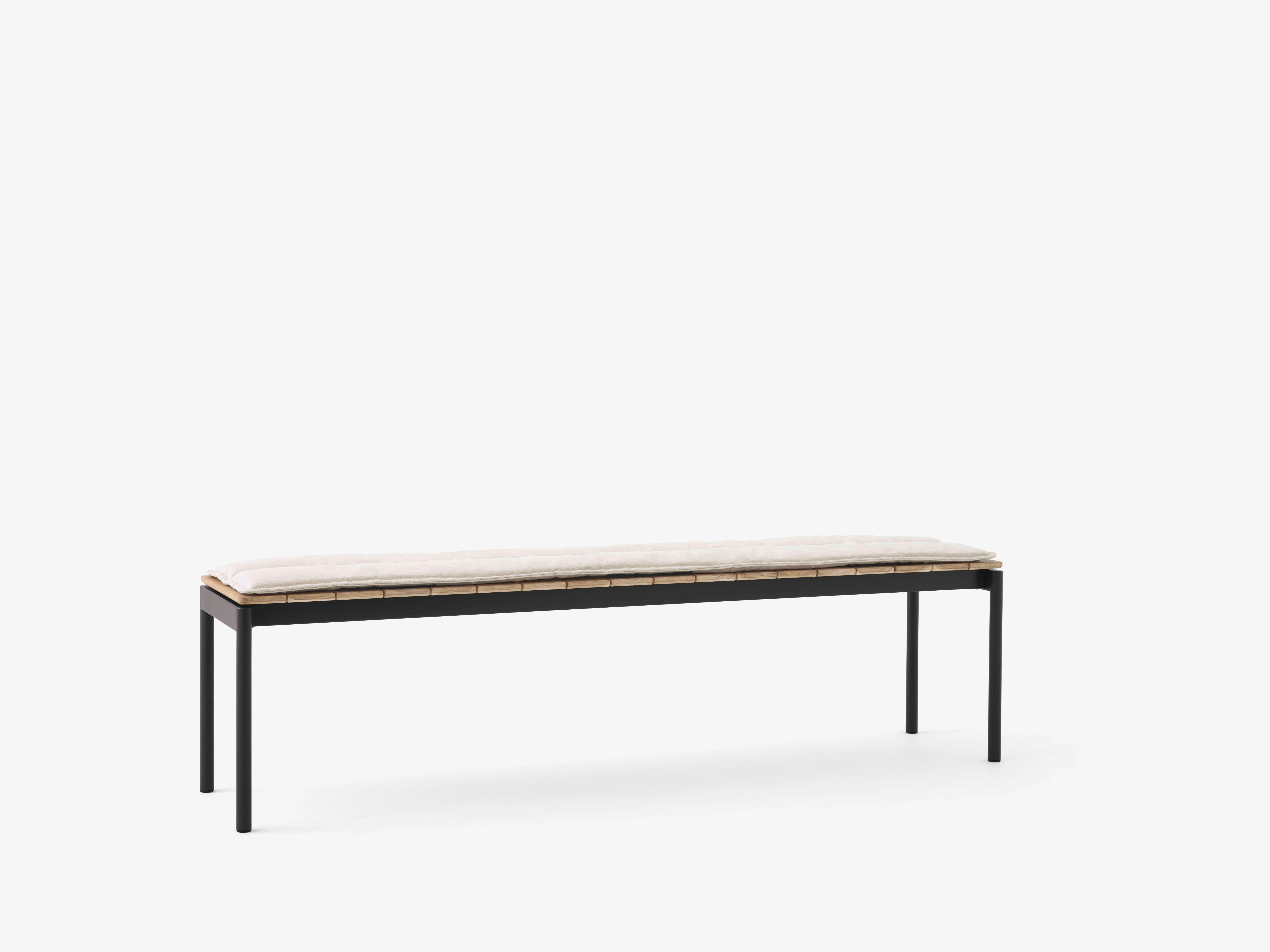 Outdoor bench VILLE teak wood with black base