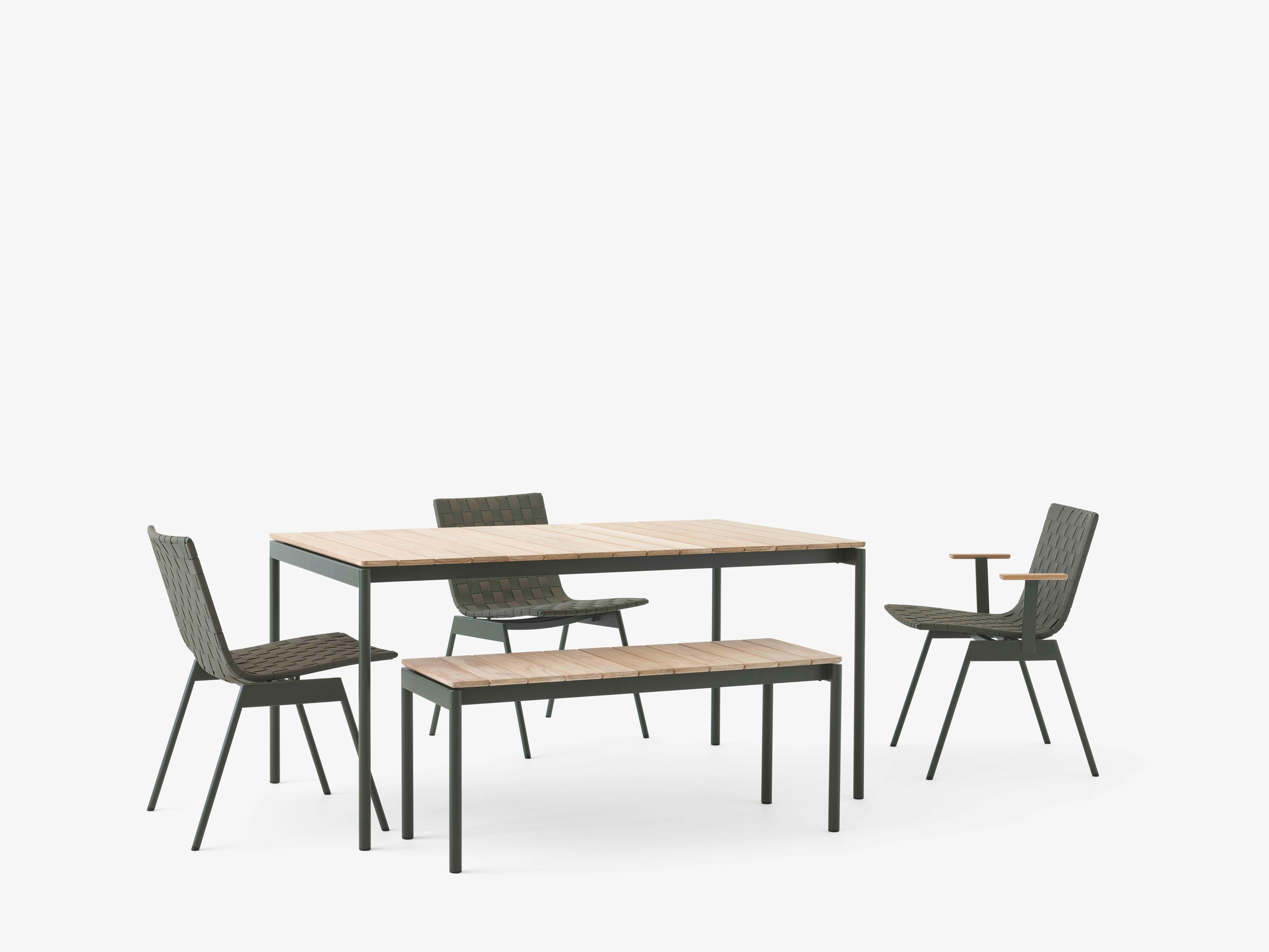 Outdoor table VILLE teak wood with black base