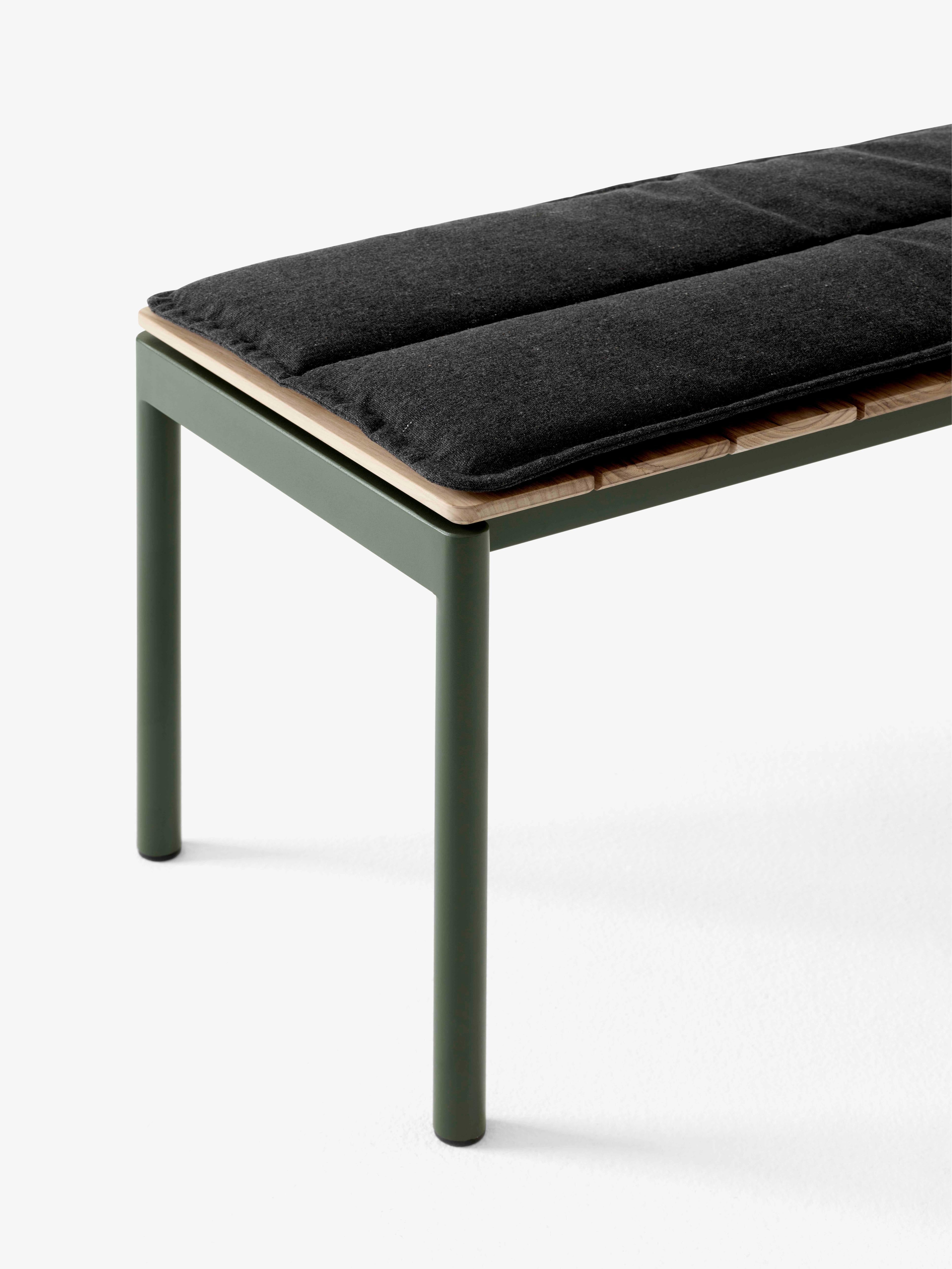 Outdoor bench VILLE teak wood with dark green base