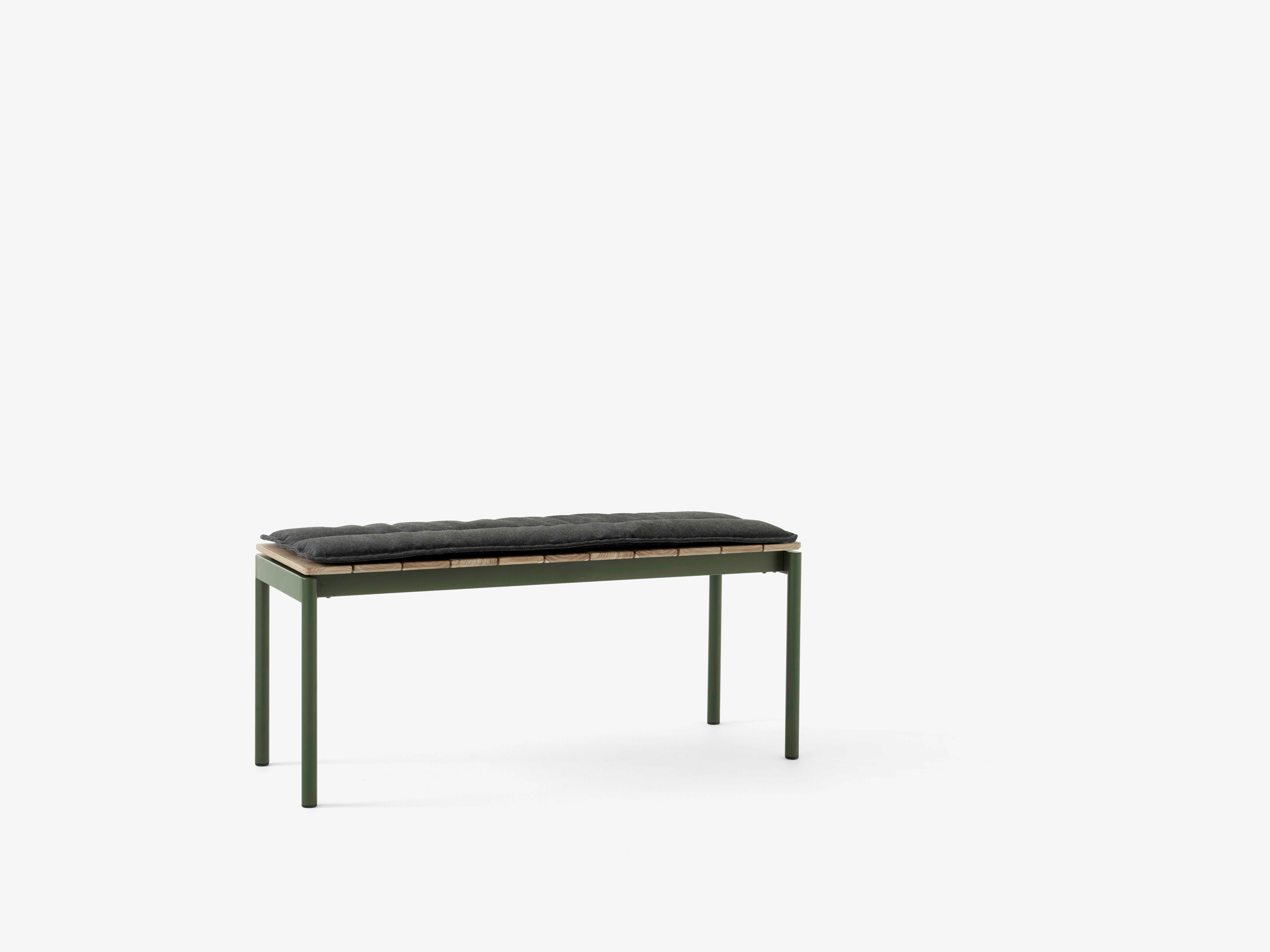 Outdoor bench VILLE teak wood with dark green base