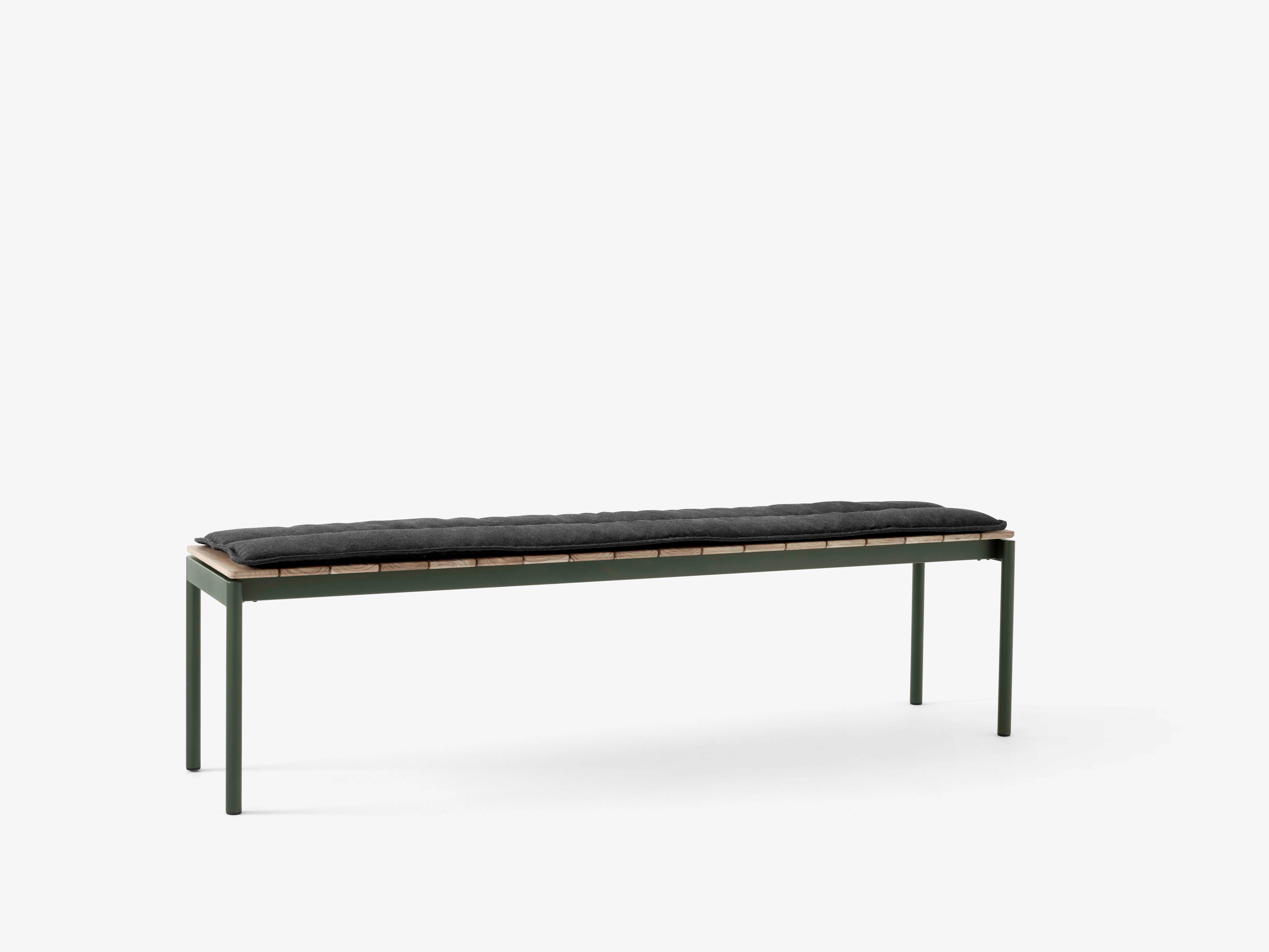 Outdoor bench VILLE teak wood with dark green base