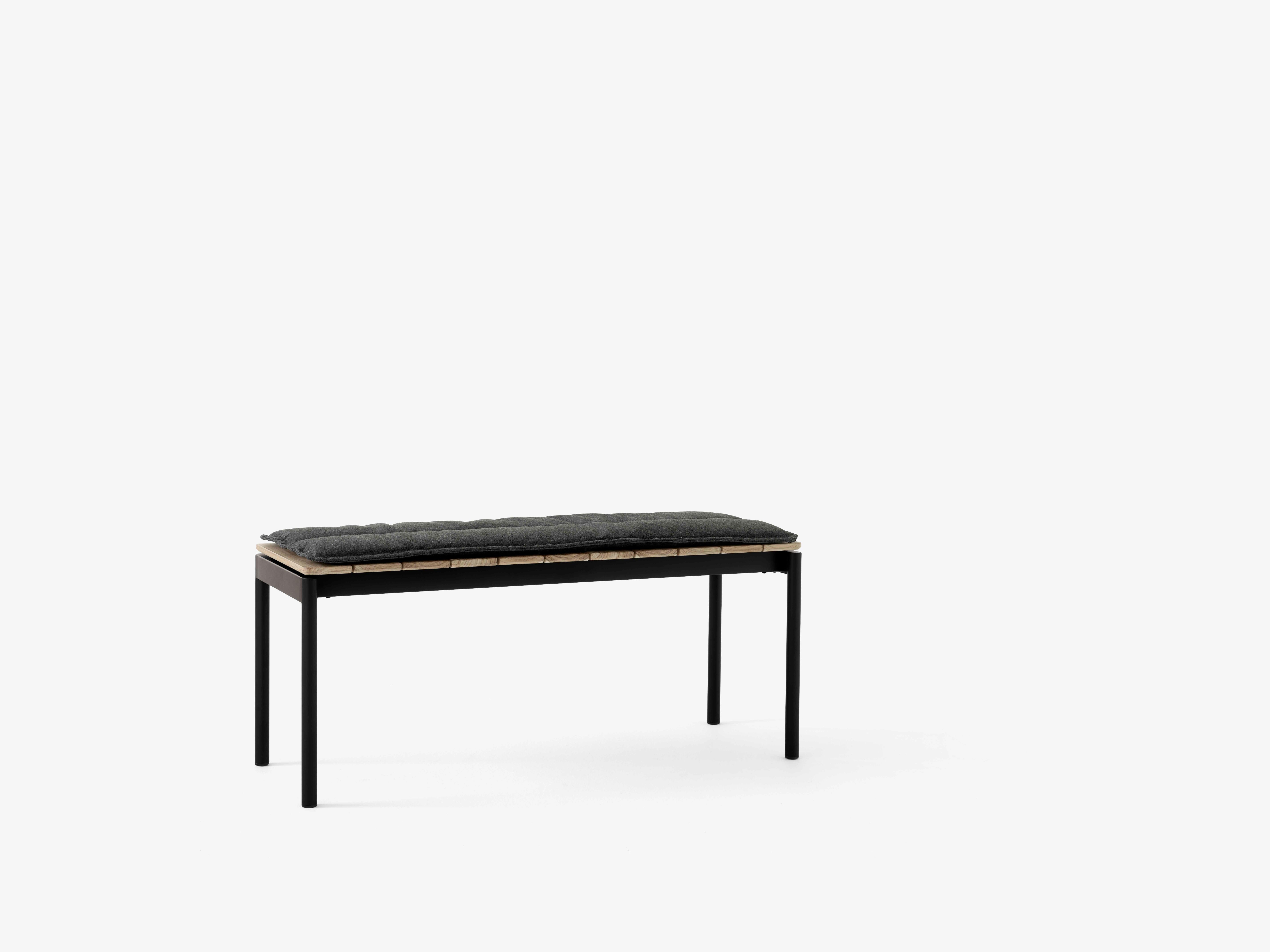 Outdoor bench VILLE teak wood with black base