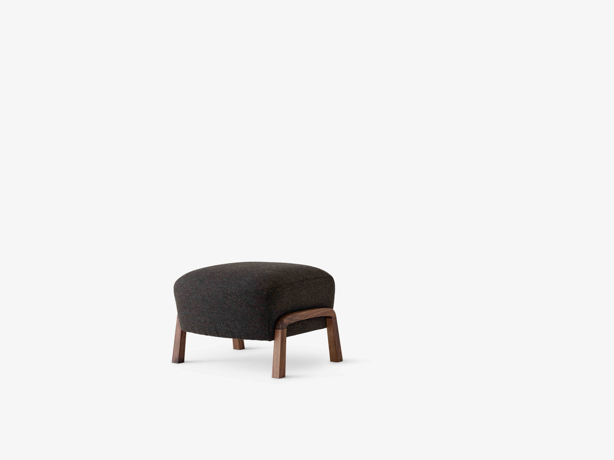 Upholstered WULFF ATD3 Footstool with Walnut Base