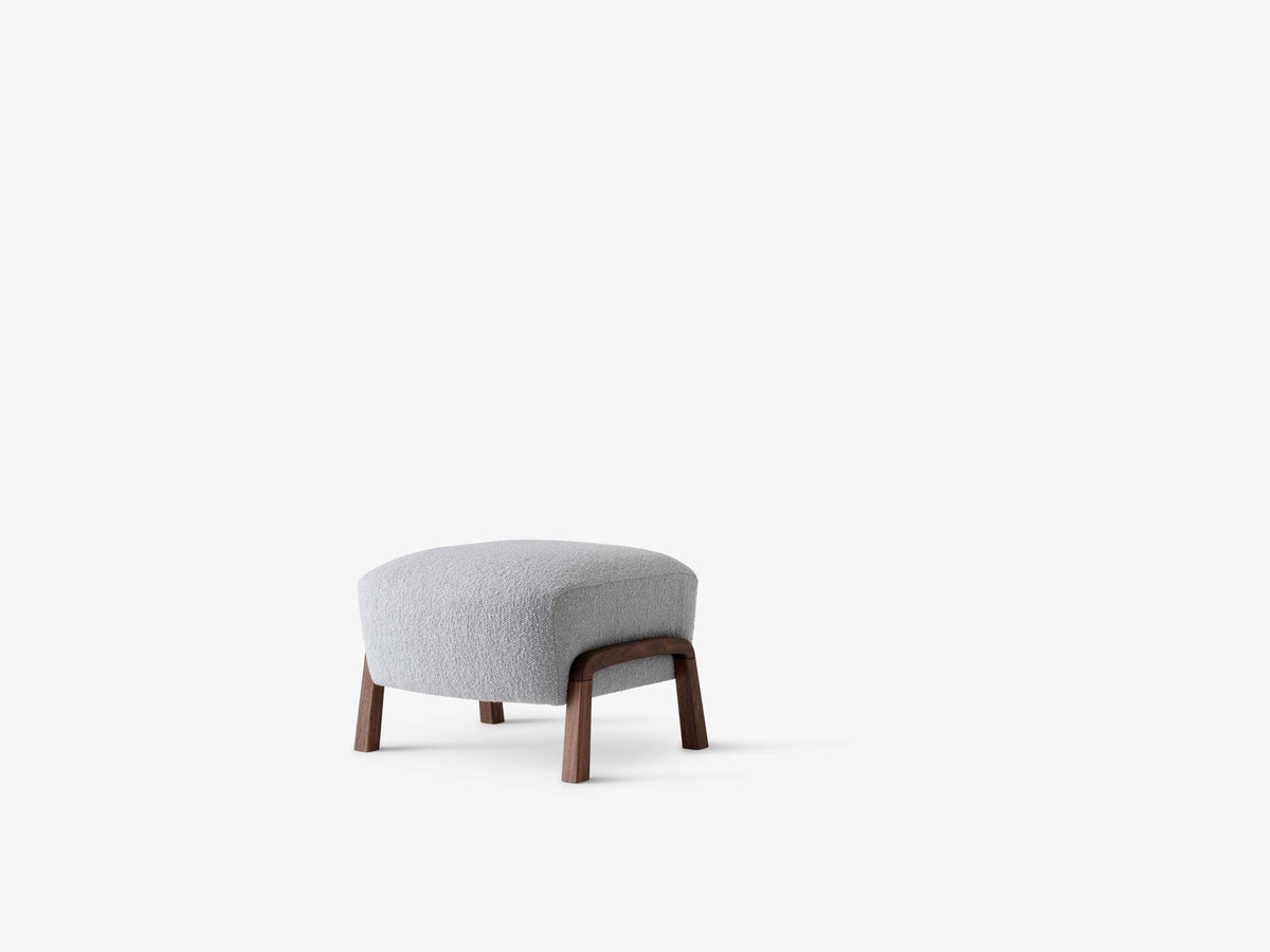 Upholstered WULFF ATD3 Footstool with Walnut Base