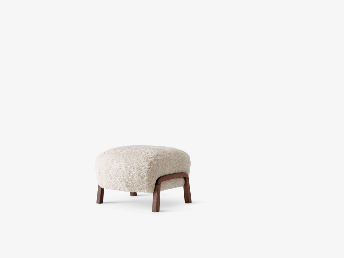 Upholstered WULFF ATD3 Footstool with Walnut Base
