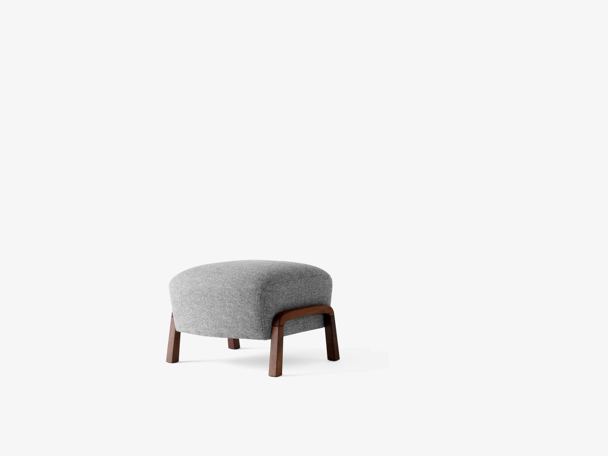 Upholstered WULFF ATD3 Footstool with Walnut Base