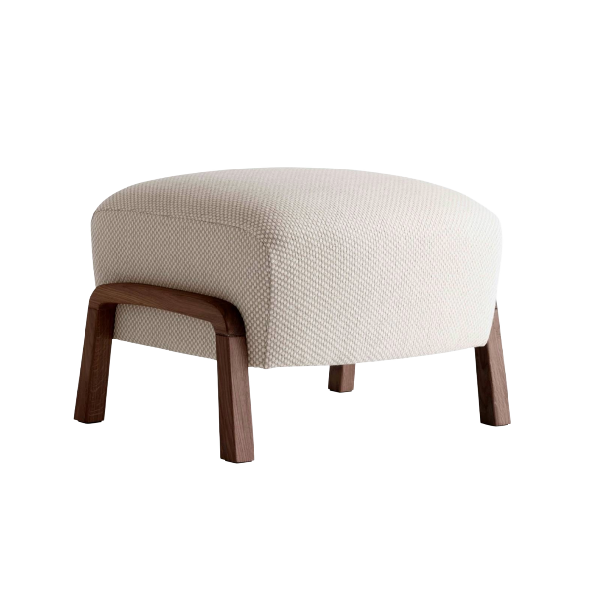 Upholstered WULFF ATD3 Footstool with Walnut Base