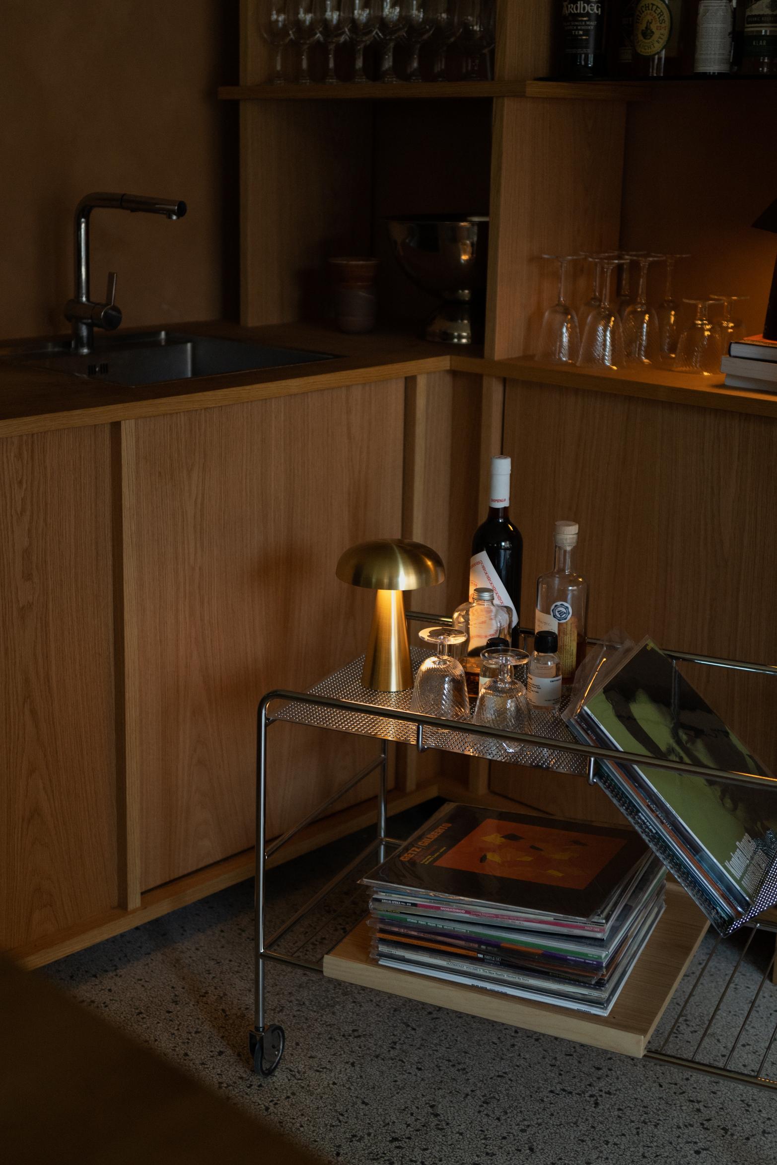 ALIMA NDS1 Cart in Matte Black with Lacquered Walnut Wood