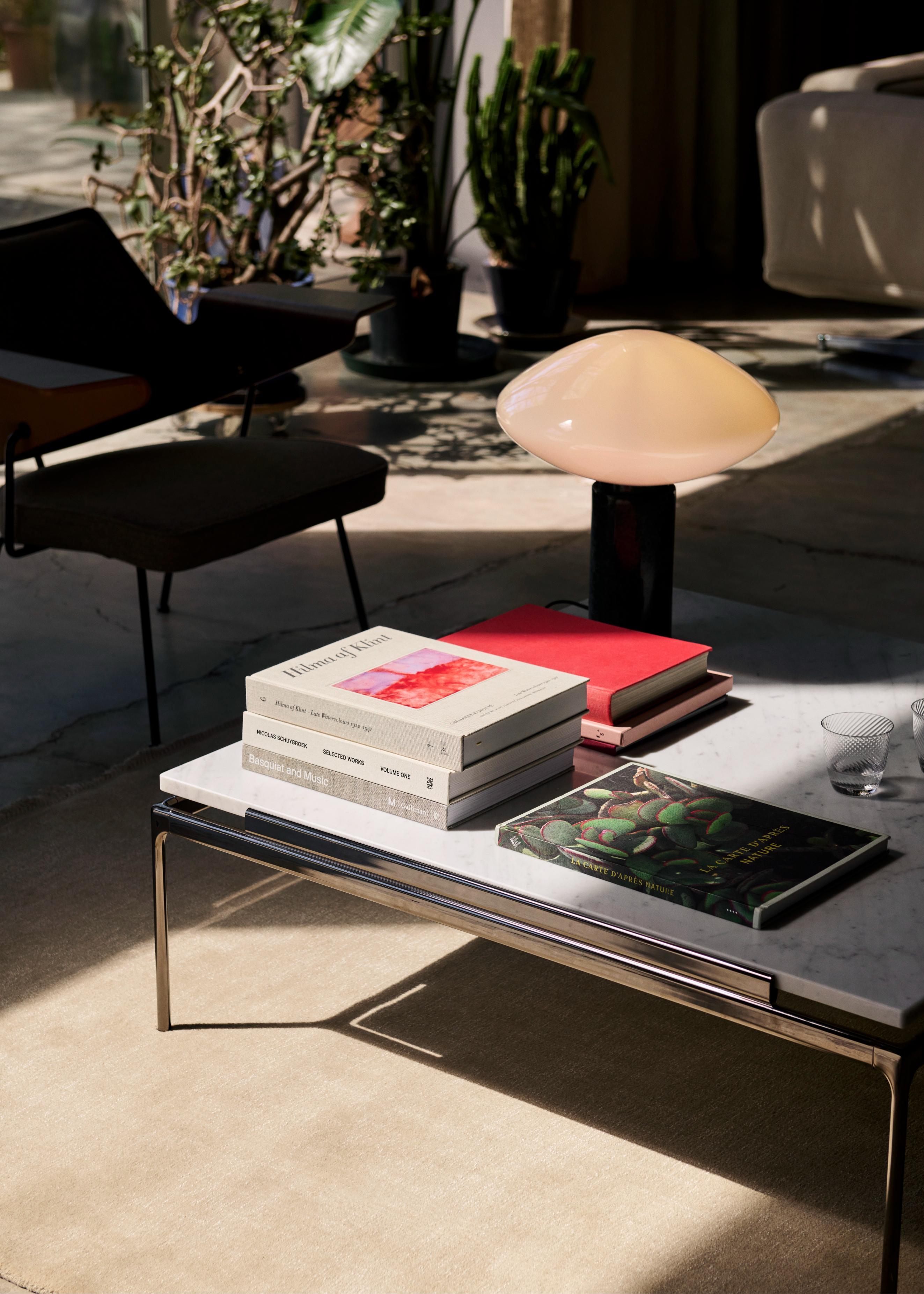 Square Coffee Table SETT LN13 with Smoky Glass Top and Chrome Base