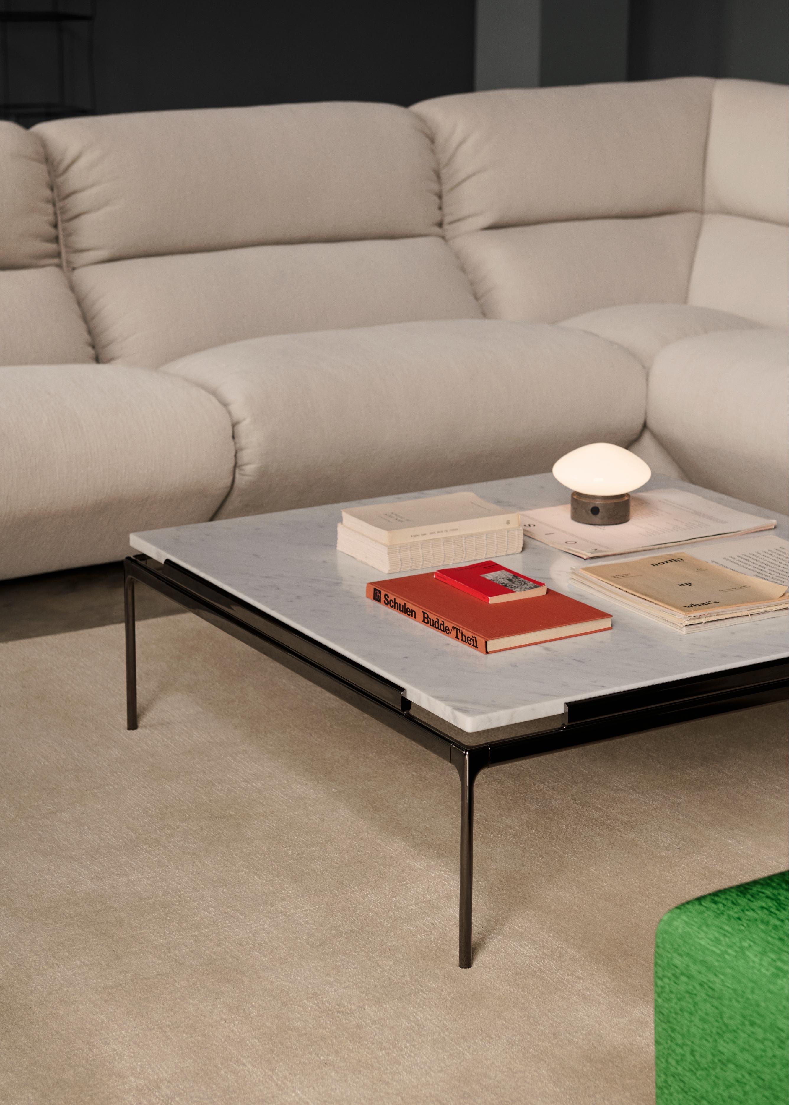 Square Coffee Table SETT LN13 with Smoky Glass Top and Chrome Base