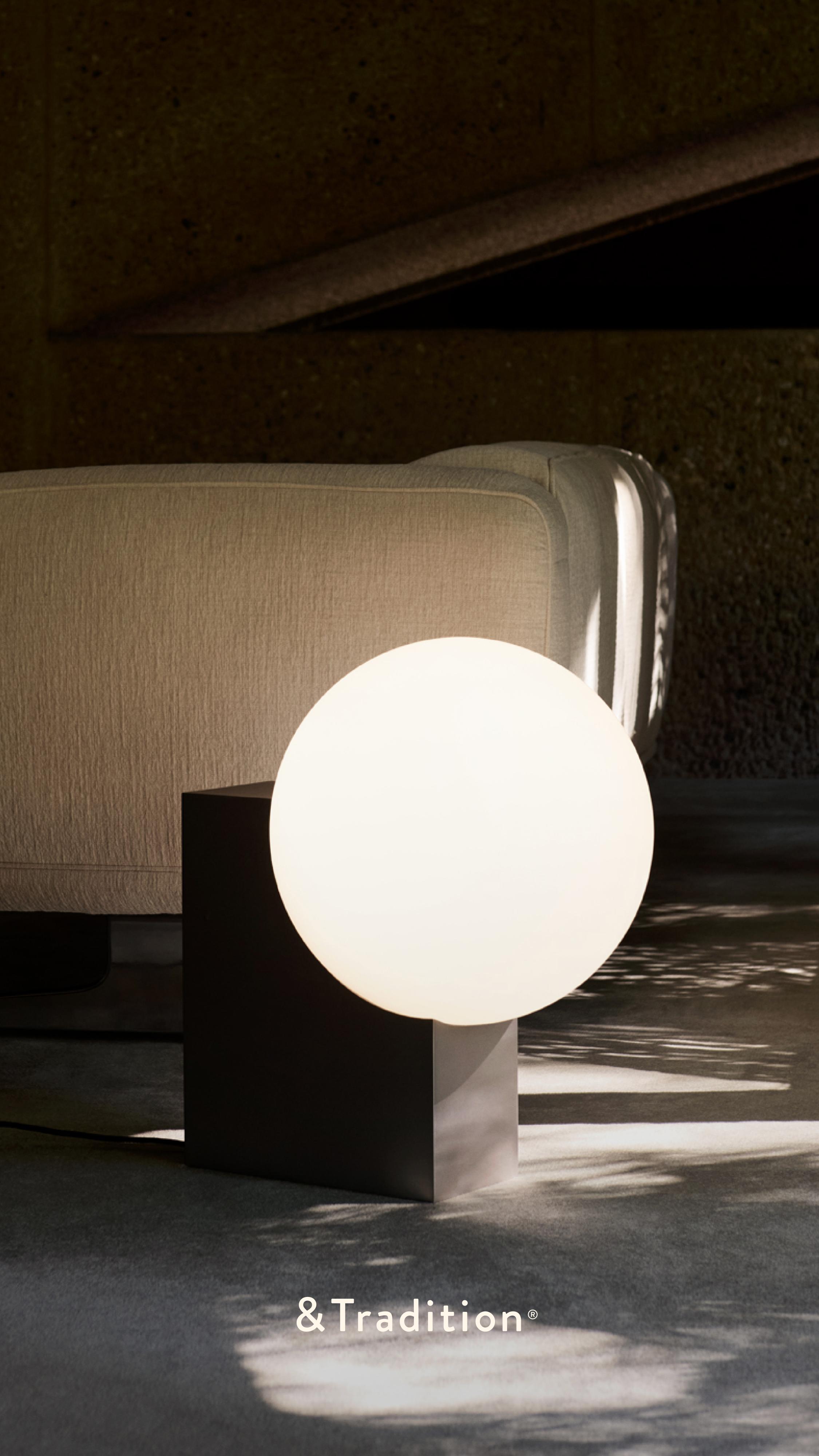 JOURNEY SH4 Floor Lamp with a Glass Shade and Brushed Steel Base