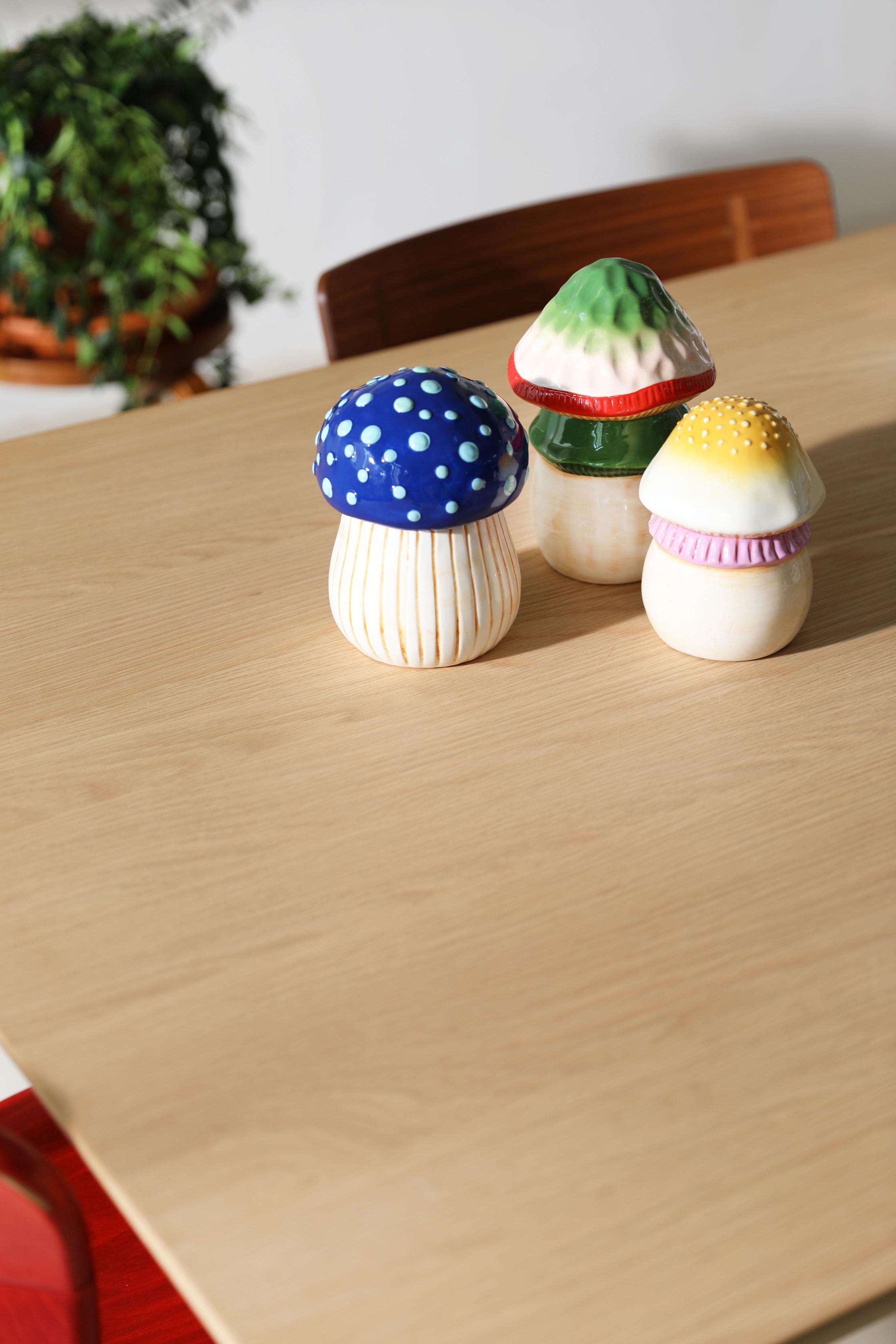 MAGIC MUSHROOM Container beige with orange and pink