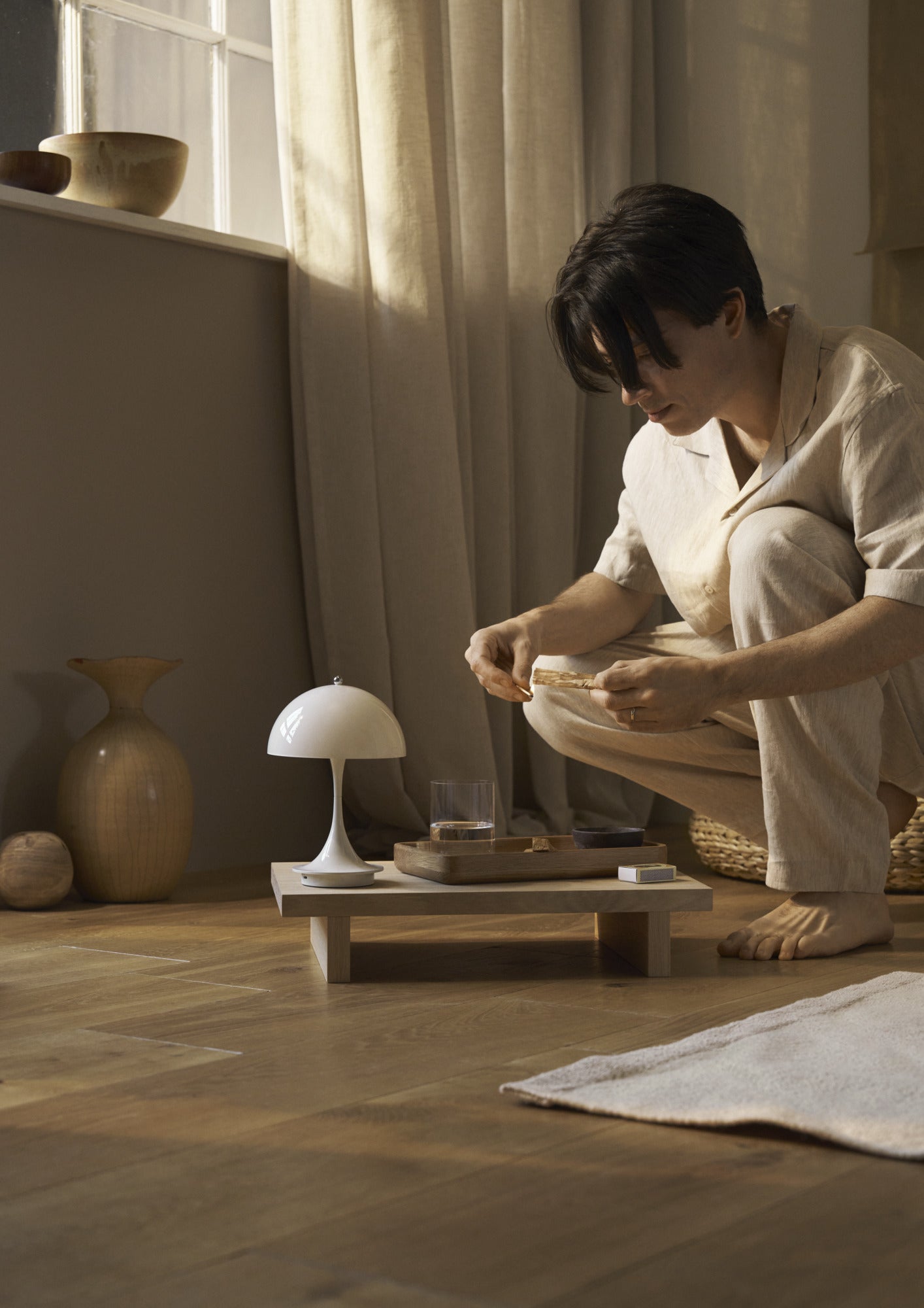 Portable Lamp PANTHELLA 250 Beige Opal