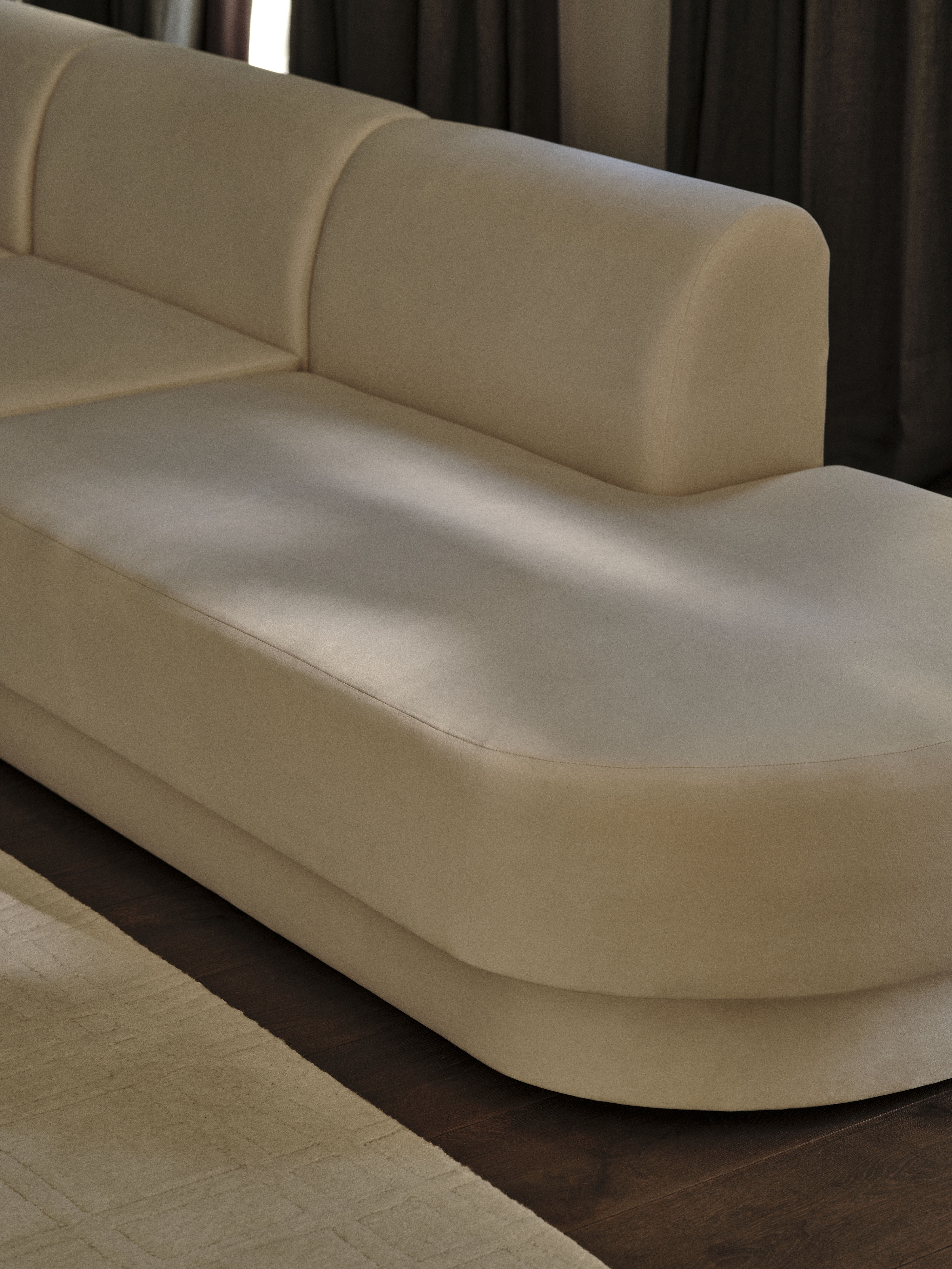 Modulares Ecksofa linksseitig für 7 Personen MILEY schwarzer schimmernder Chenille