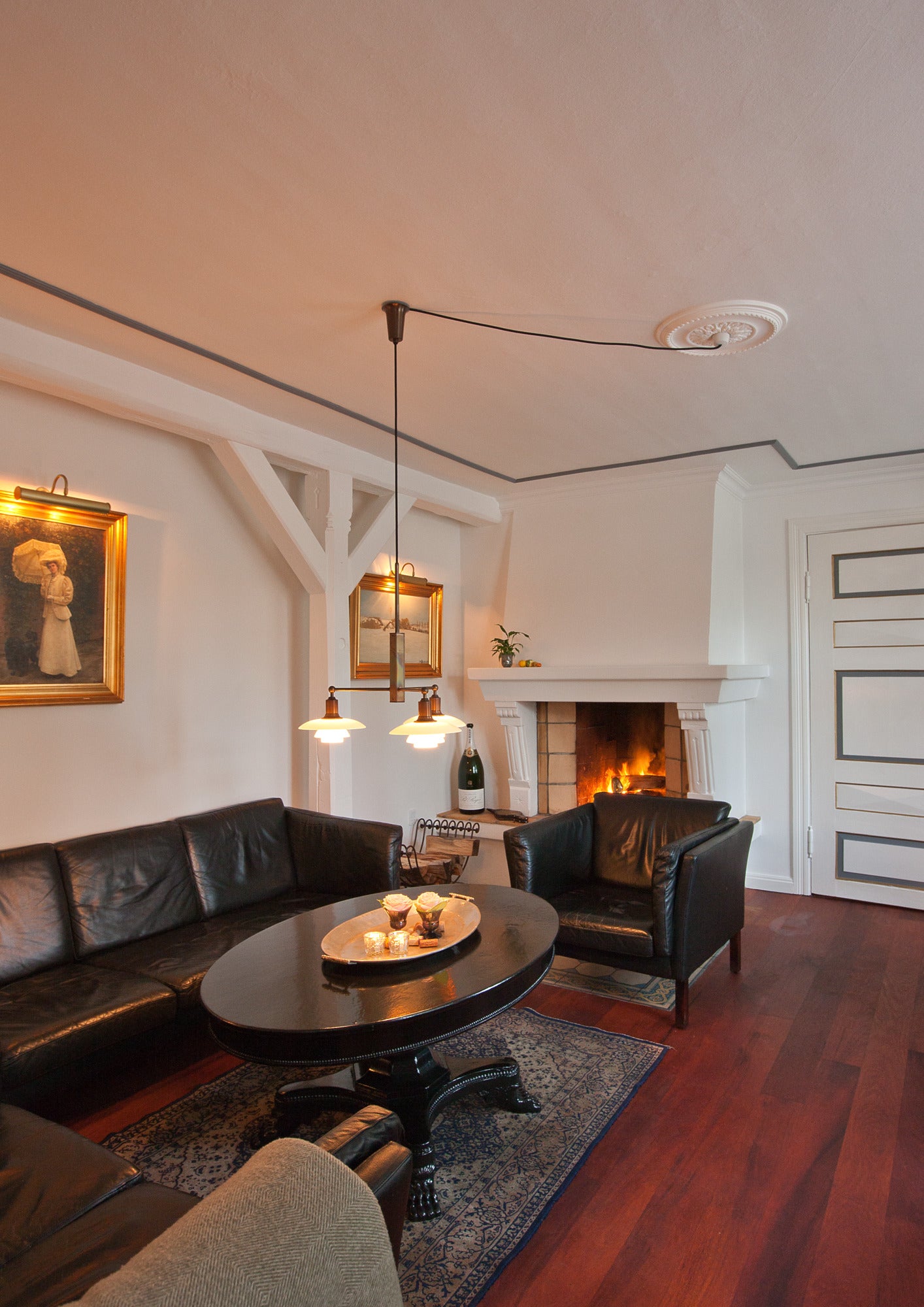 Pendelleuchte PH 2/1 STEM FITTING weiß mit verchromter Oberfläche