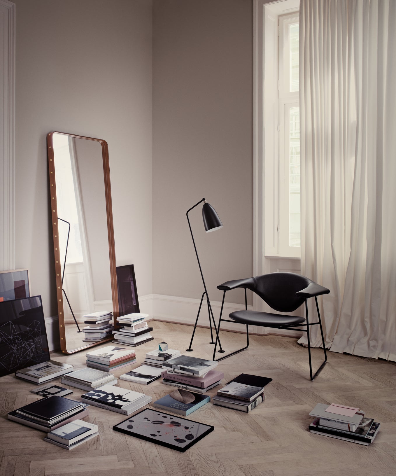 ADNET Mirror brown leather