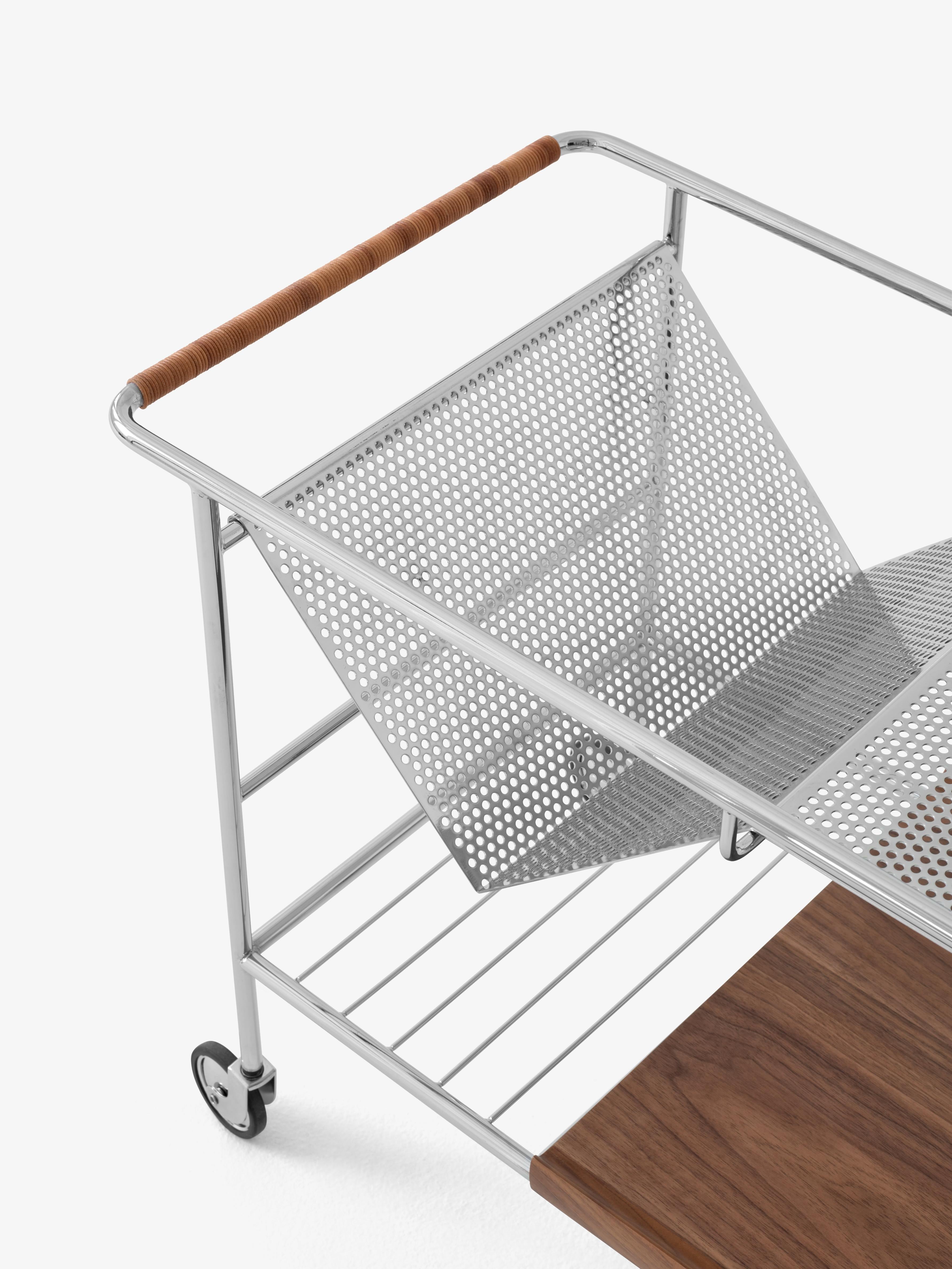 ALIMA NDS1 Cart in Chrome with Walnut Lacquered Wood