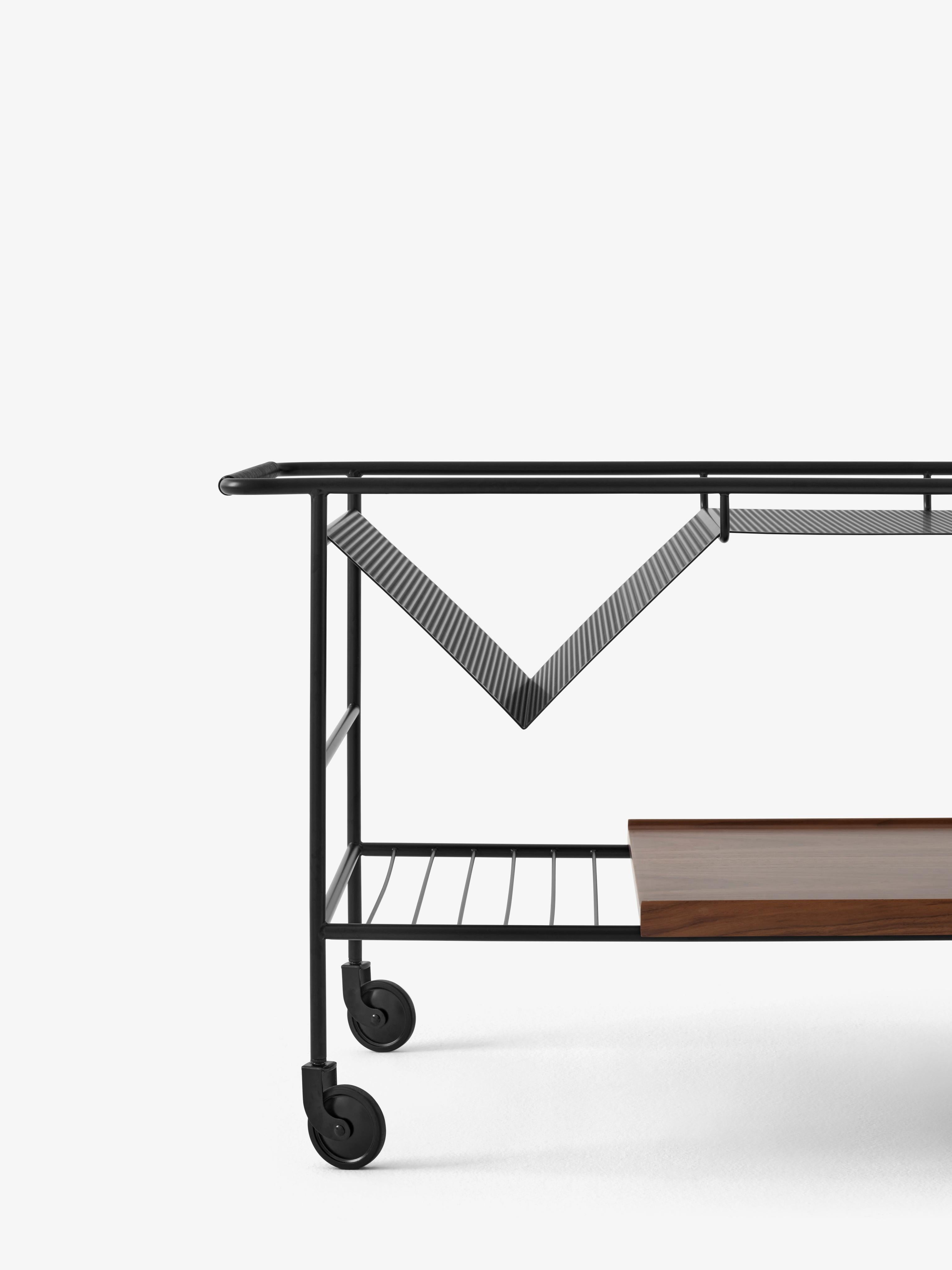 ALIMA NDS1 Cart in Matte Black with Lacquered Walnut Wood