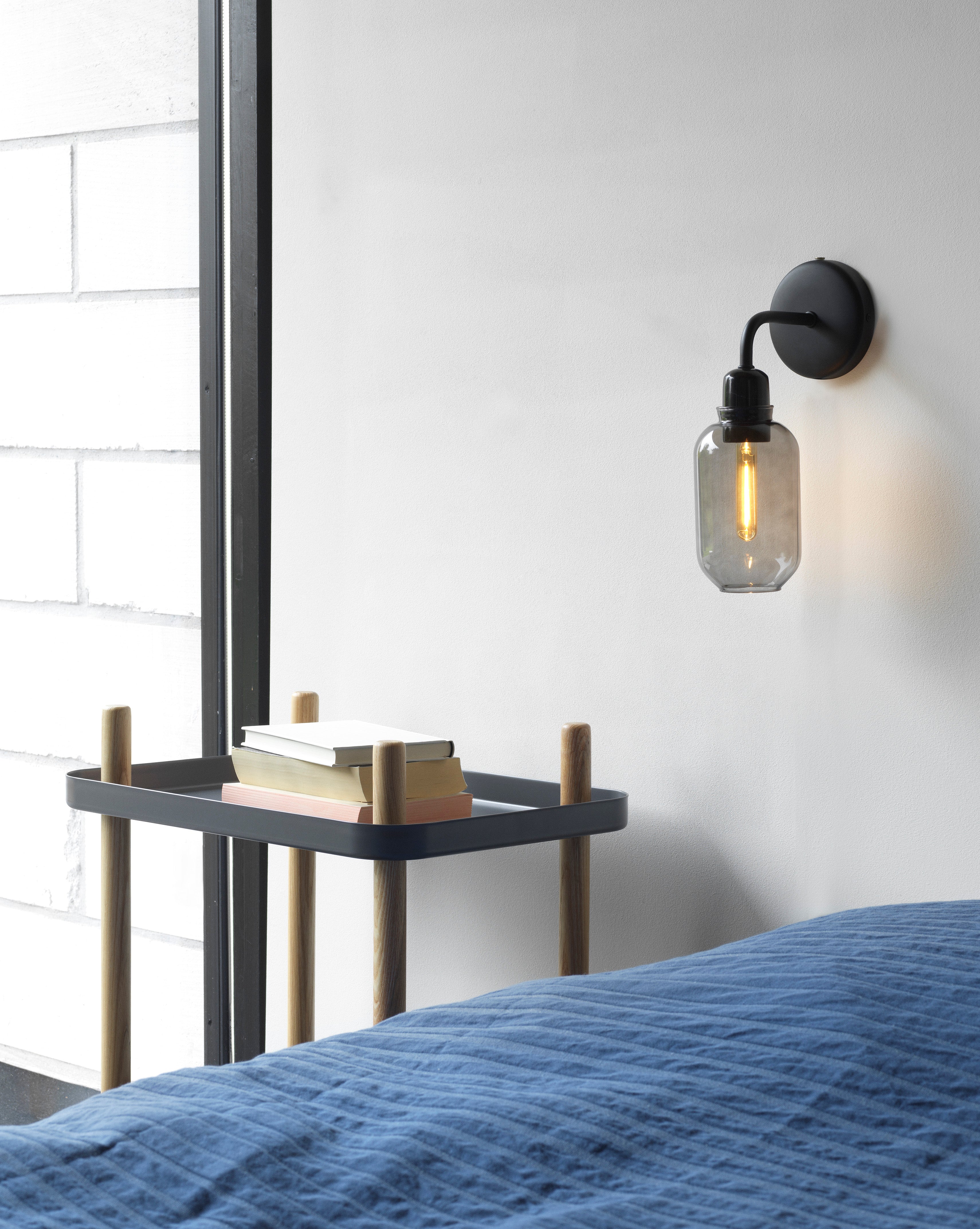AMP wall lamp with smoked glass and black marble