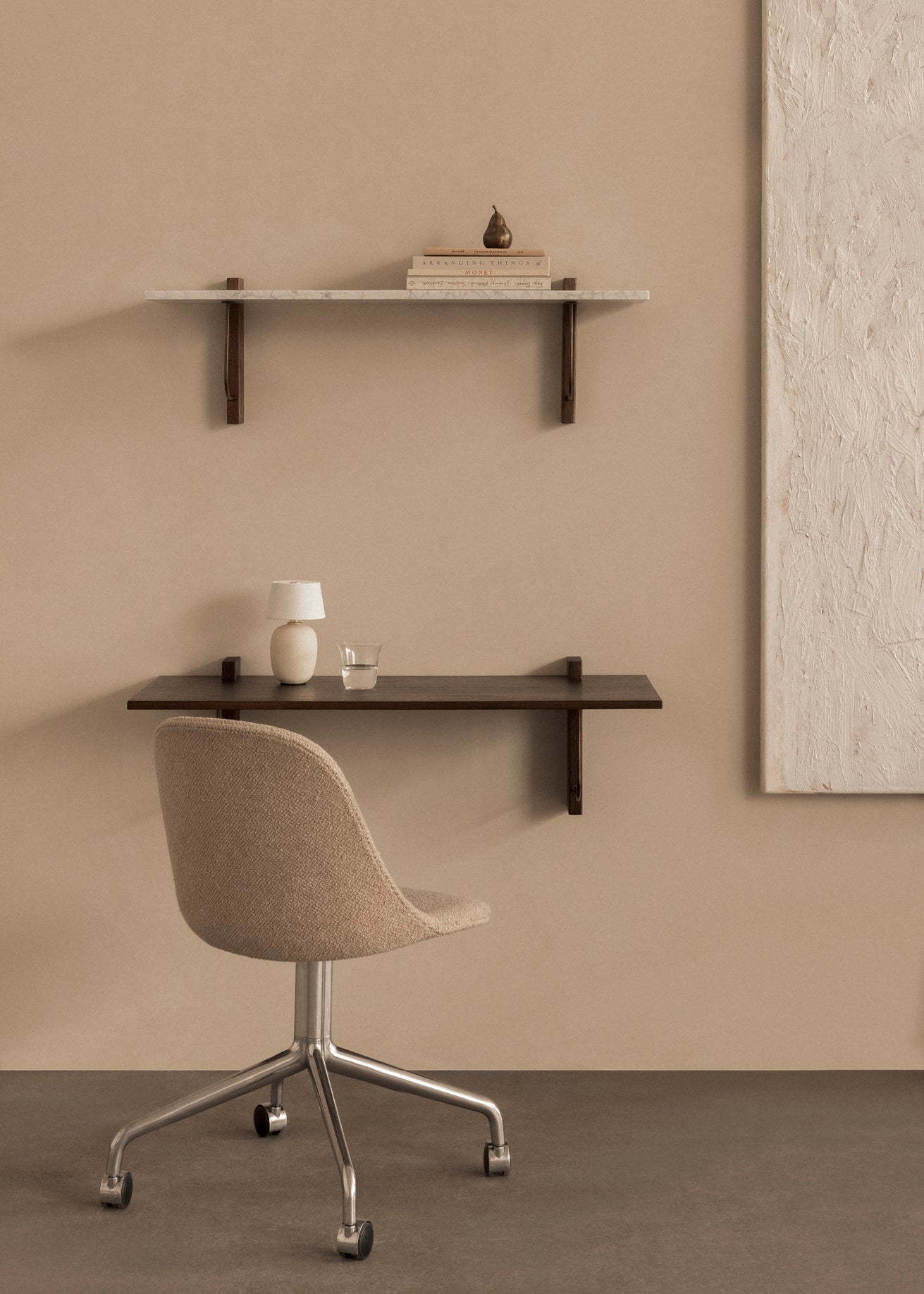 Portable lamp TORSO sand ceramic with white shade