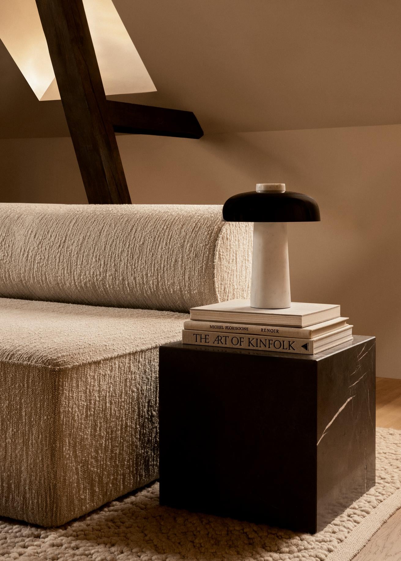REVERSE table lamp black shade with marble base [Julia]