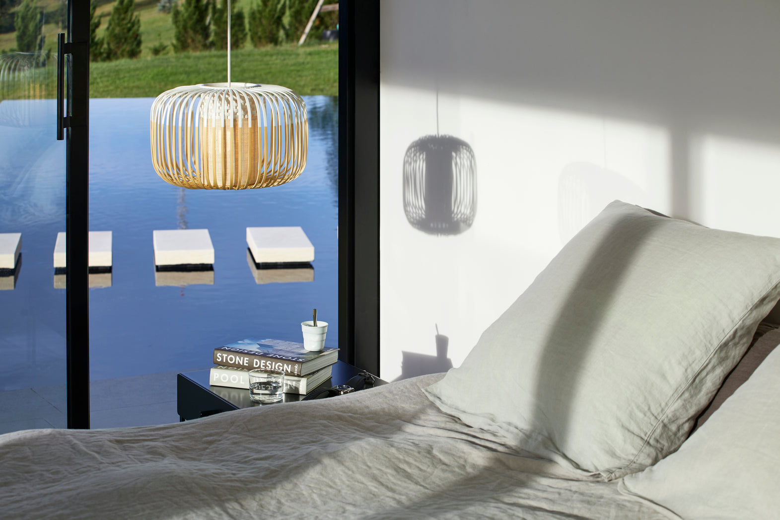 White Bamboo hanging lamp