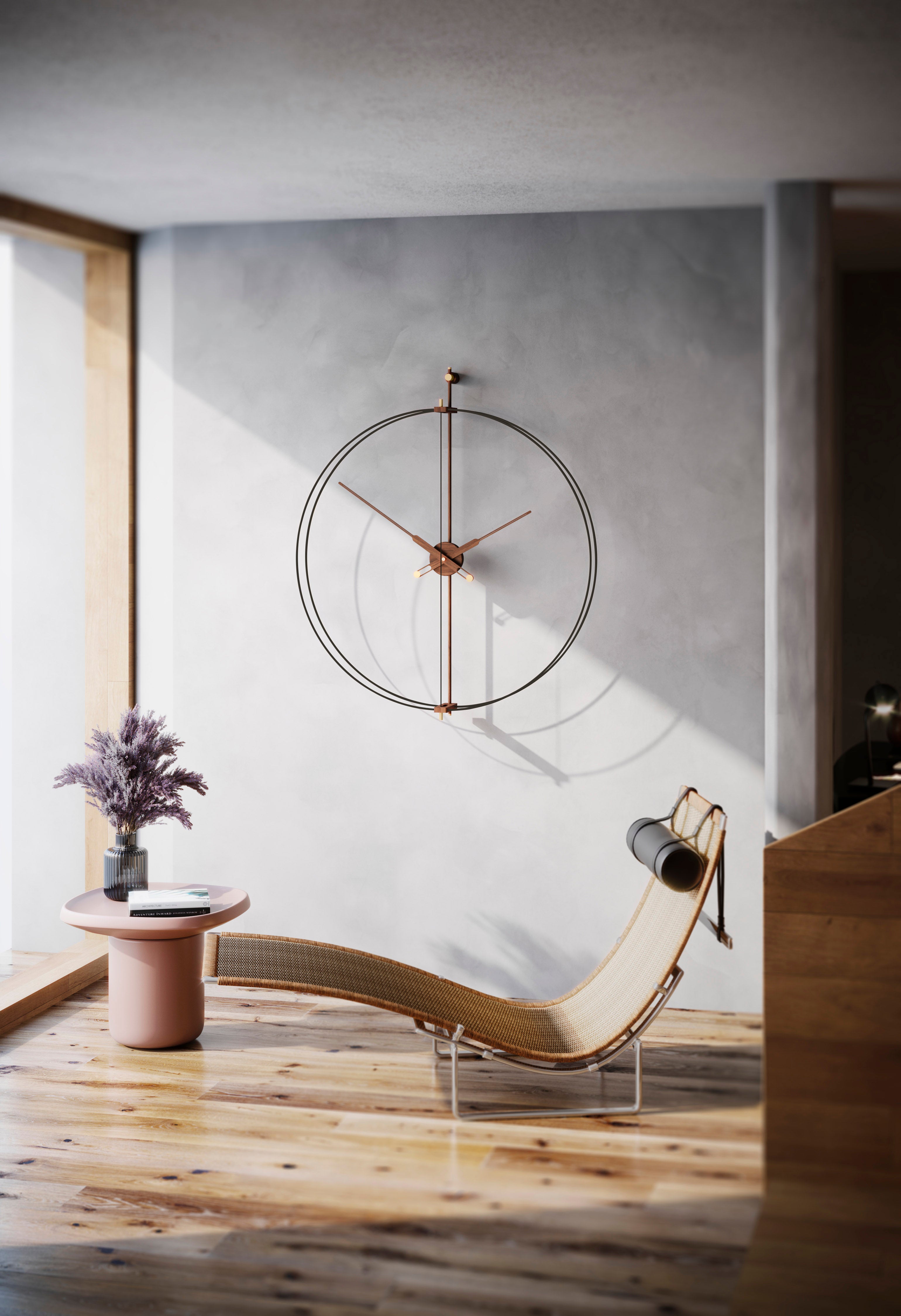 BARCELONA PREMIUM wall clock walnut wood with black
