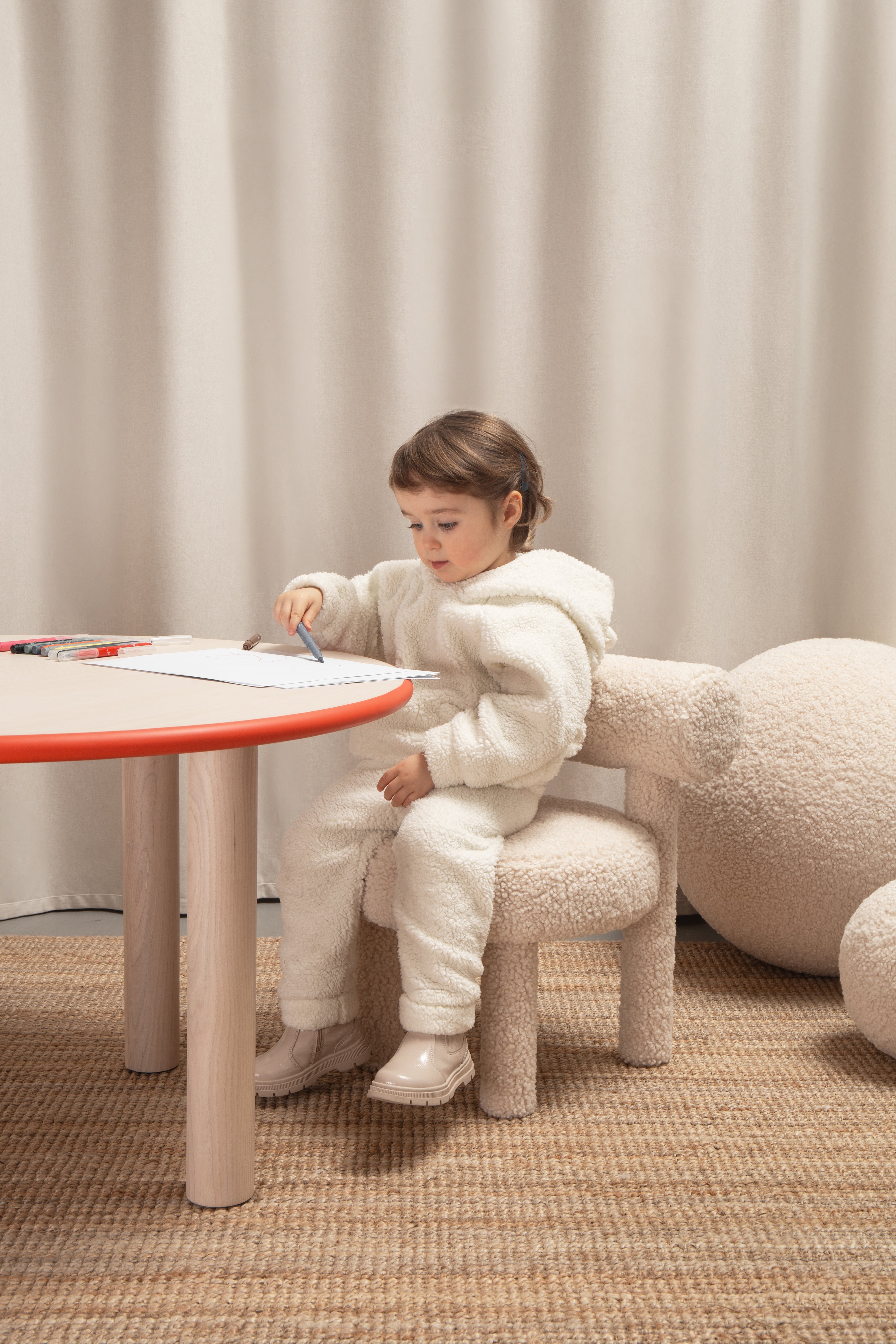 Round Children's Table BABY PAUL Natural Ash Wood