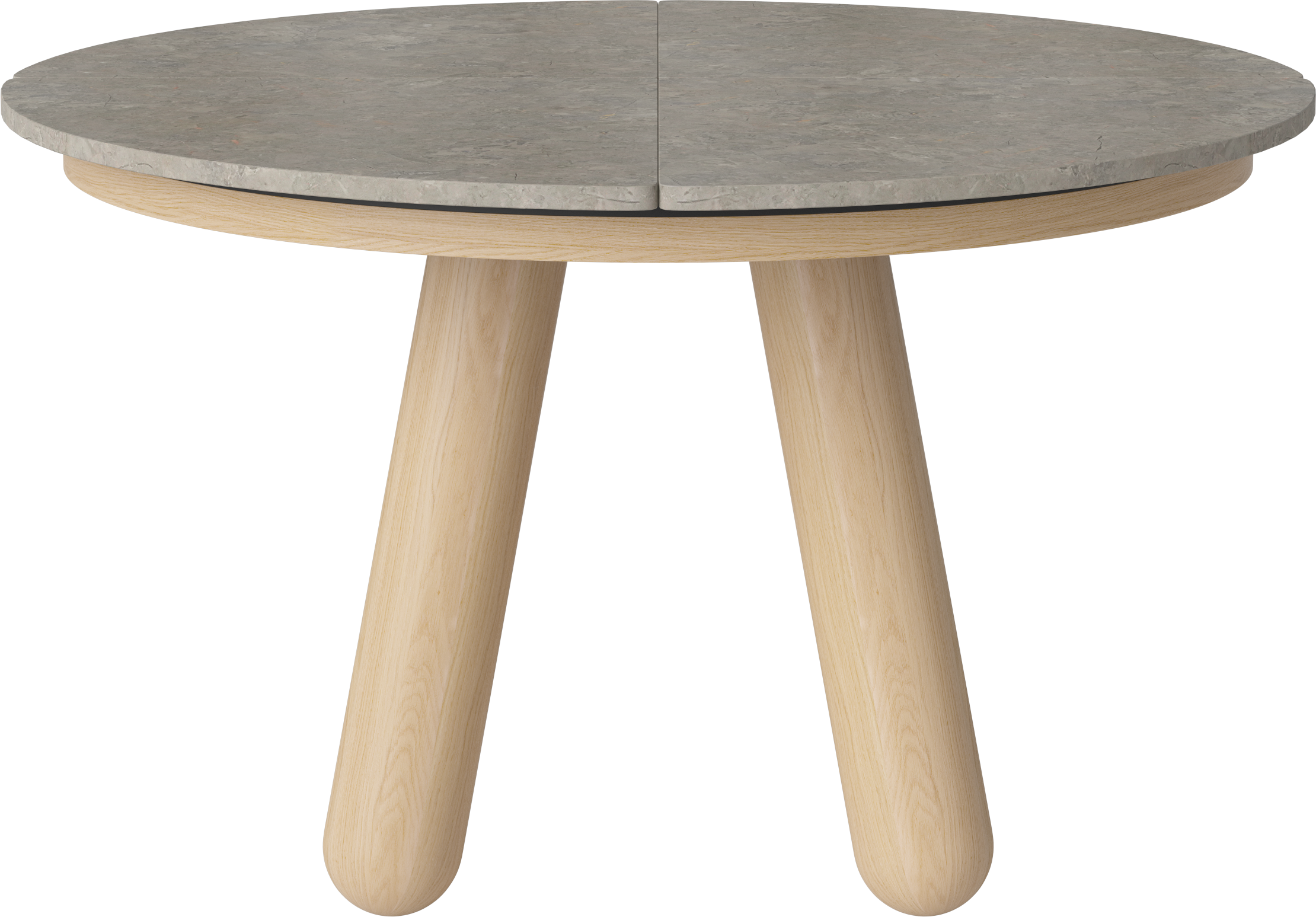 Round table balance marble with bleached oak wood