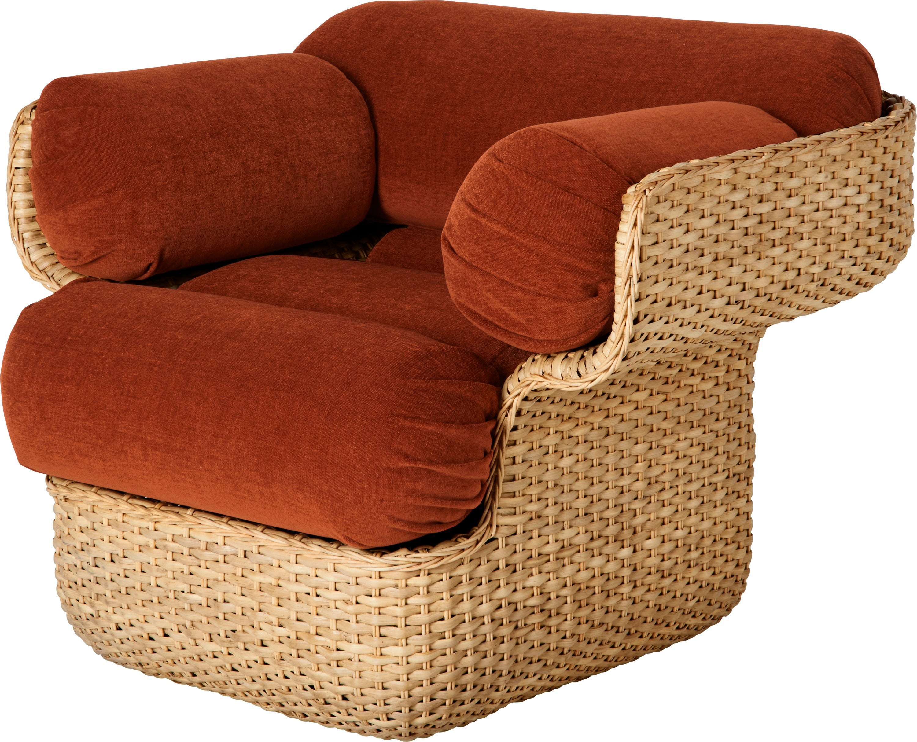 BASKET Sessel Burgunderrot mit Rattan