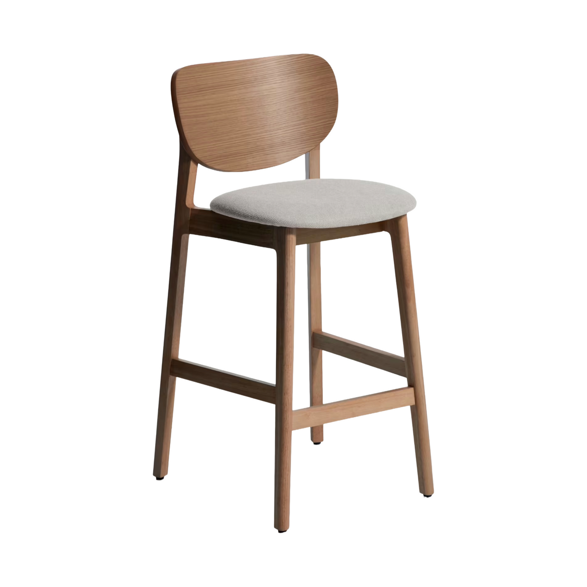 LUDARA Bar Stool in Brown Chenille with a Dark Veneered Oak Base