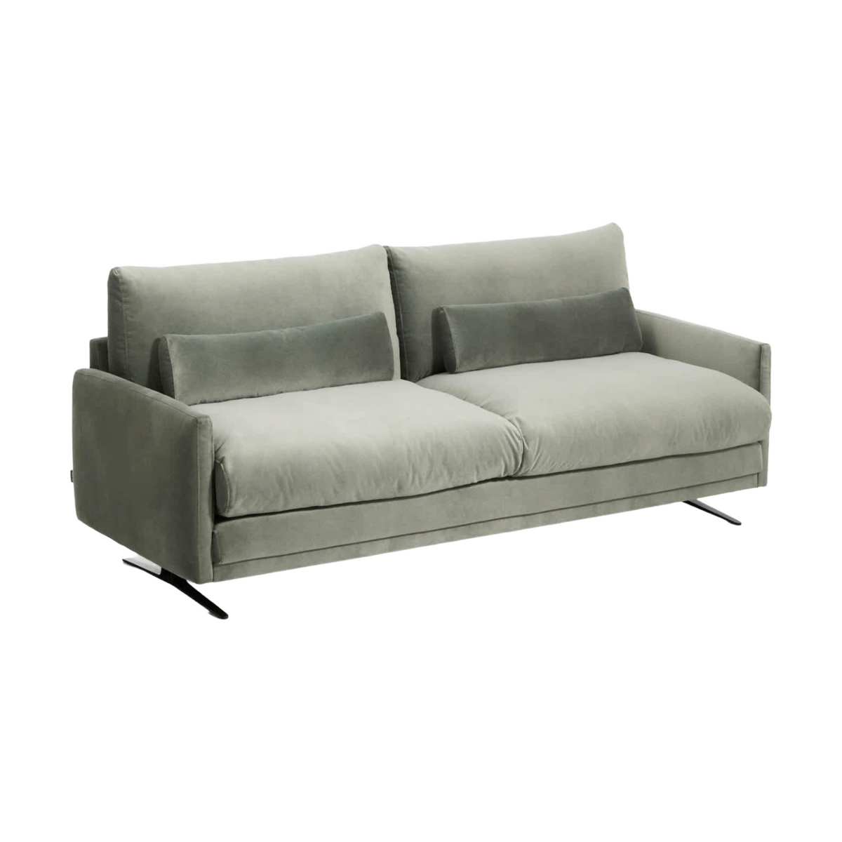VELIRO green velvet 3-seater sofa with a black base