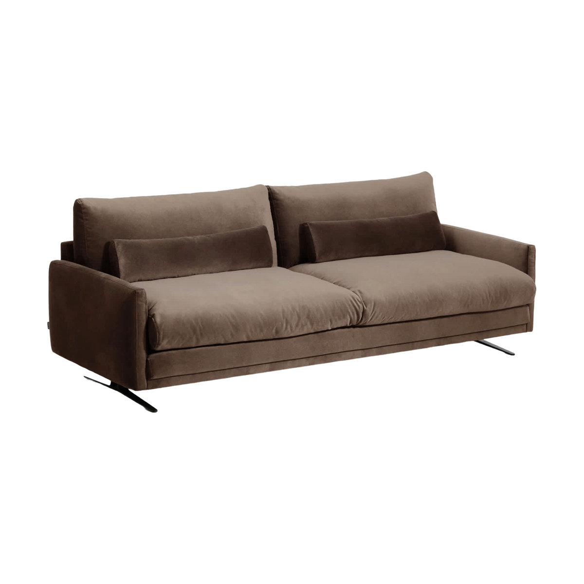 4-Seater Velvet Sofa VELIRO Dark Brown with Black Base