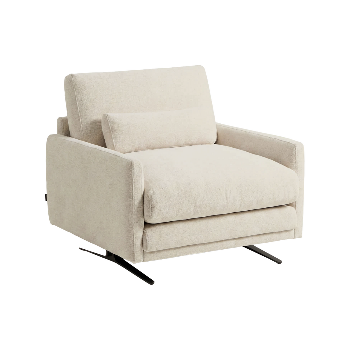 Veliro Armchair in Beige Chenille with Black Base
